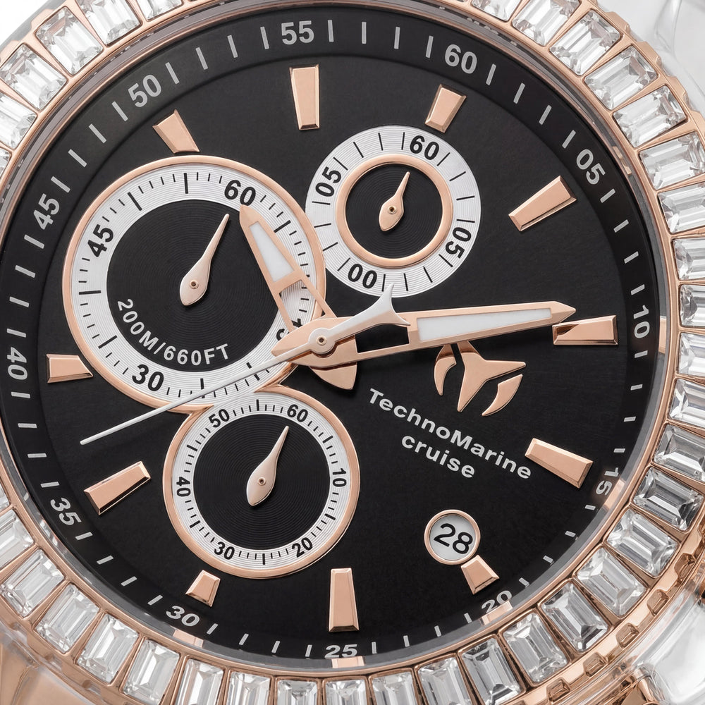 TechnoMarine TM-121160 Cruise Men's 45mm Rose Gold Tone Stainless Steel White Silicone Glow In The Dark Watch