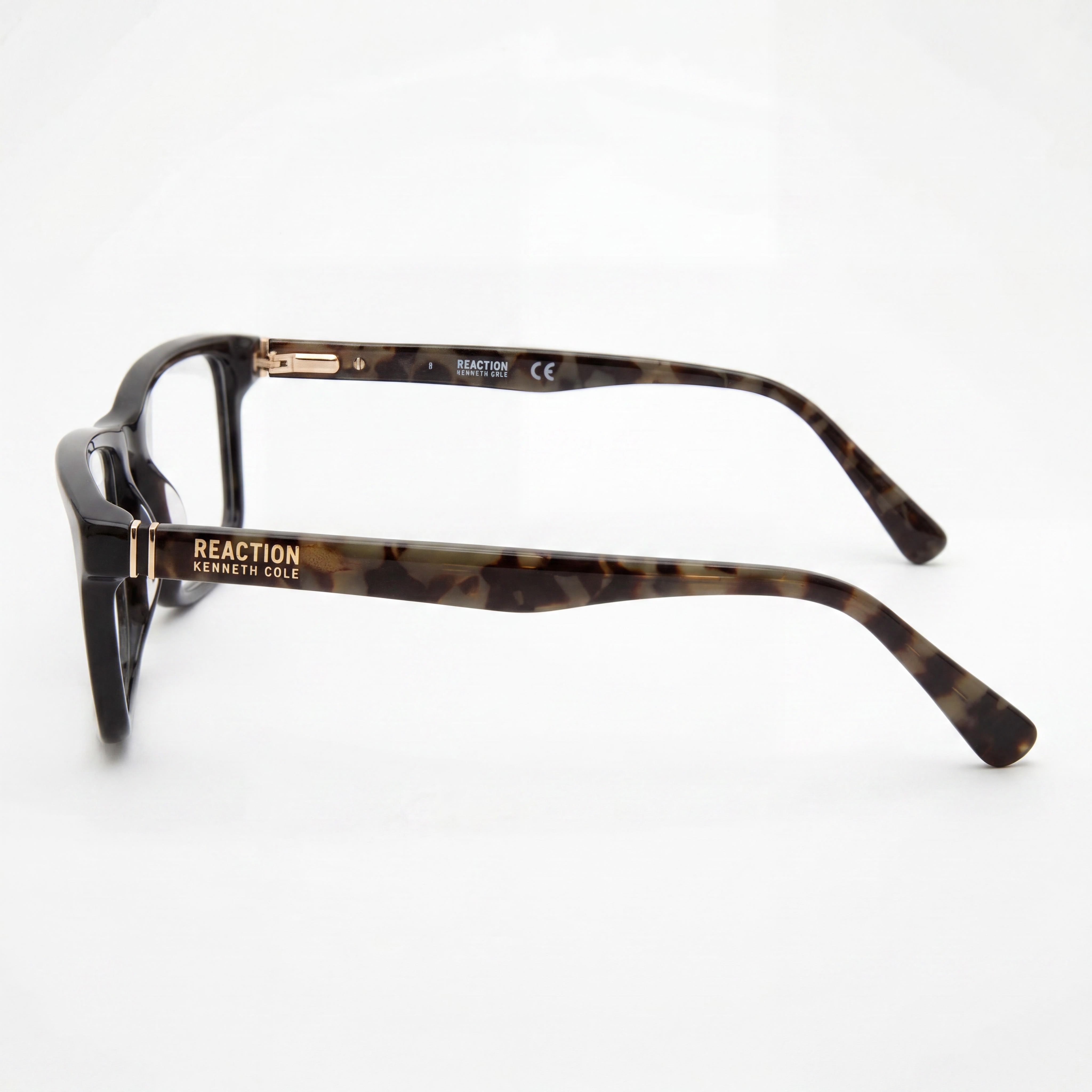 Kenneth Cole REACTION Kc0886 Men's Plastic Frame Polycarbonate Eyewear 55mm Shiny Black Havana, Photo 2