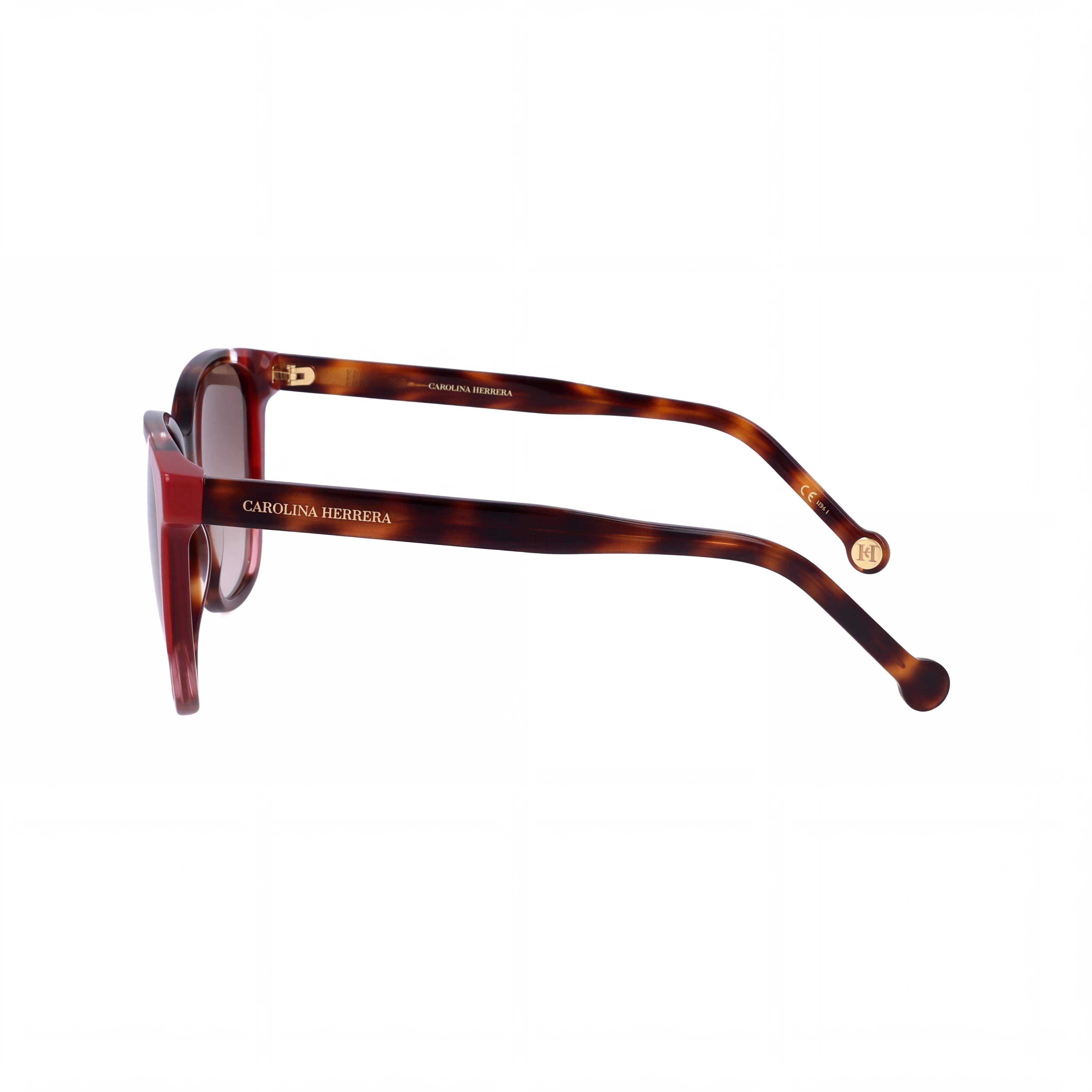 Gafas de sol Carolina Herrera CH 0061/S para mujer, de acetato clásico, montura en rojo habana, lentes degradadas marrones, 57, Photo 3