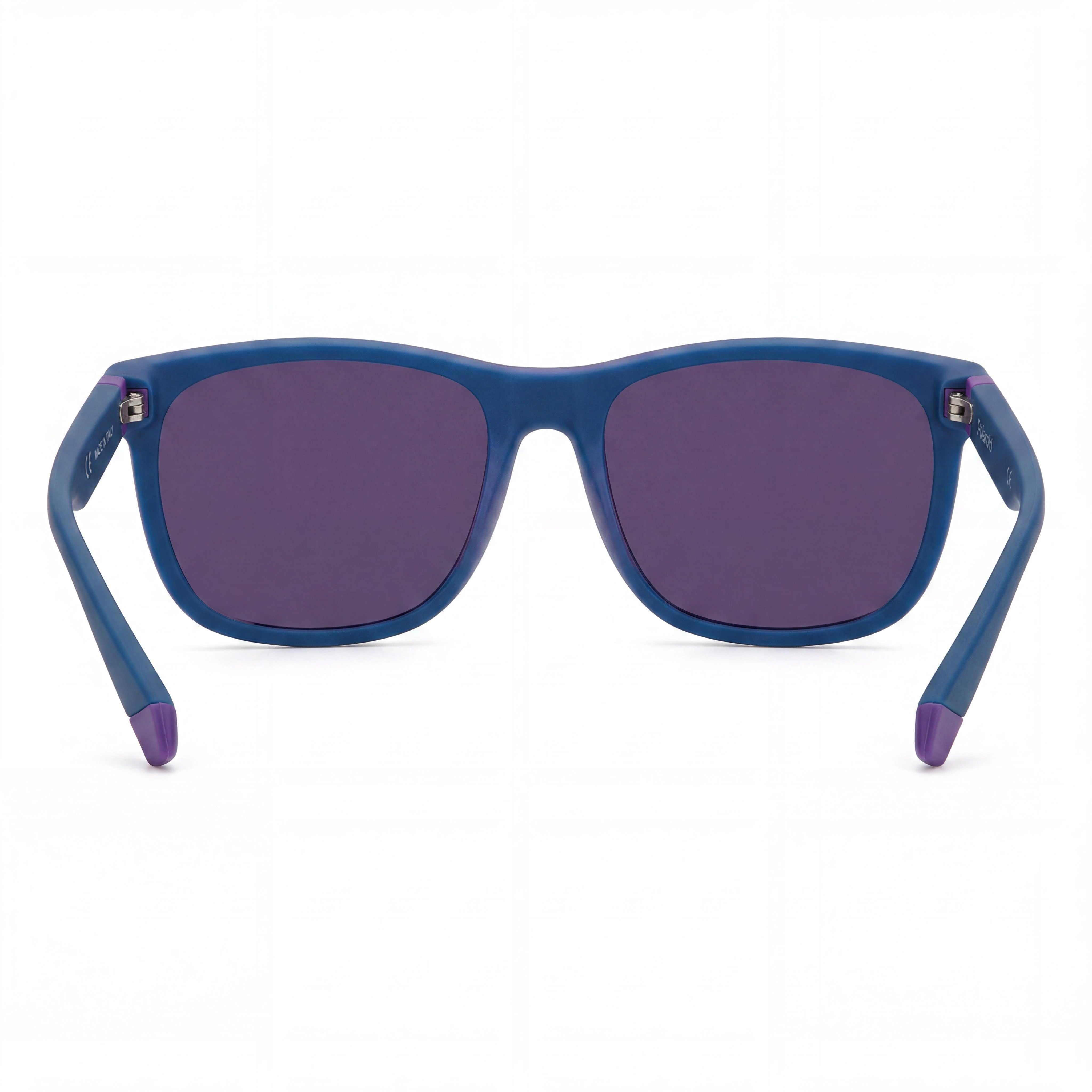 Gafas de sol modernas de acetato Polaroid Pld 2140/s para hombre, montura semiopaca azul violeta celeste, lentes de espejo violeta, 55 mm, Photo 4