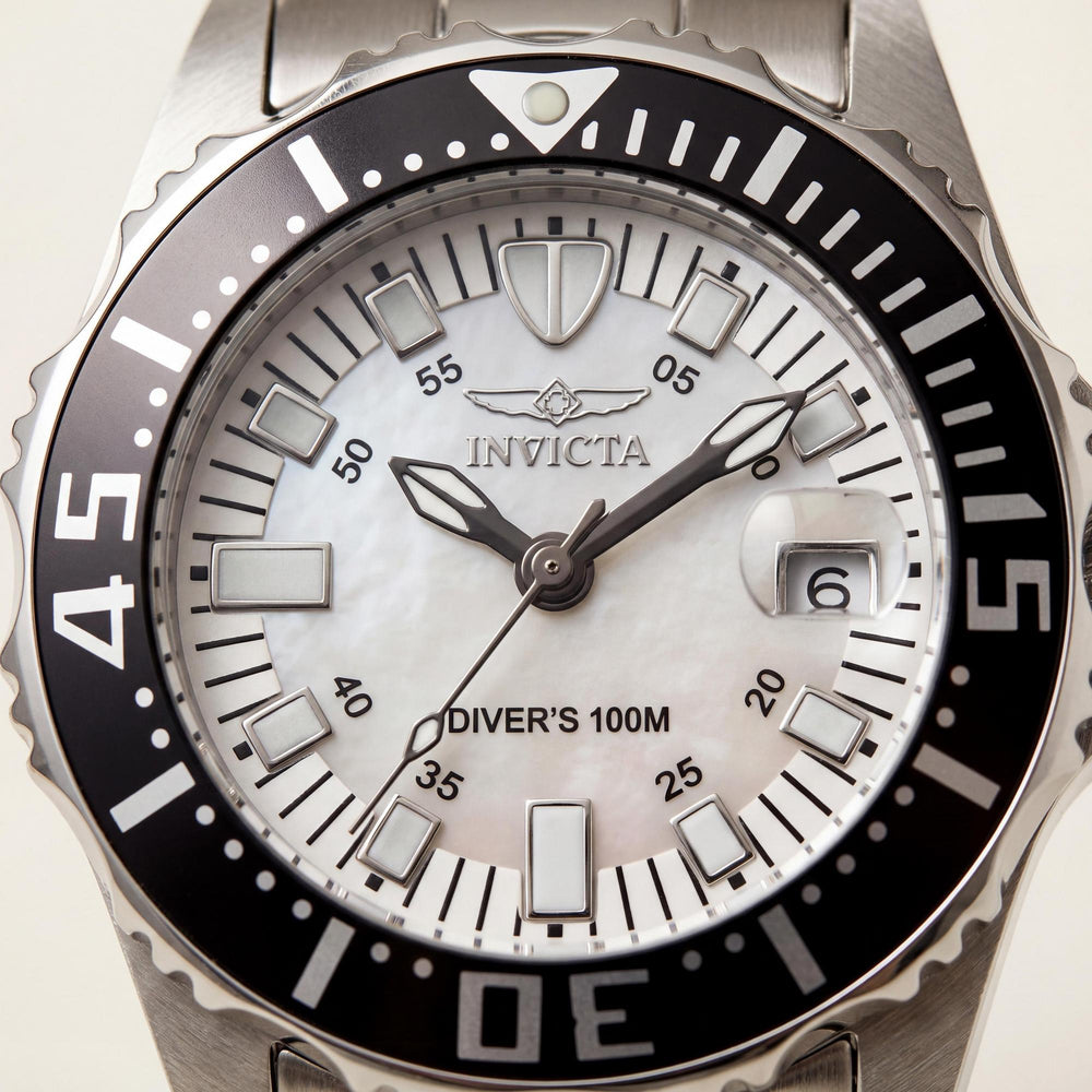 Invicta Pro Diver 2958 Unisex Stainless Steel 30mm White Mother of Pearl Luminous Quartz Watch 100M WR