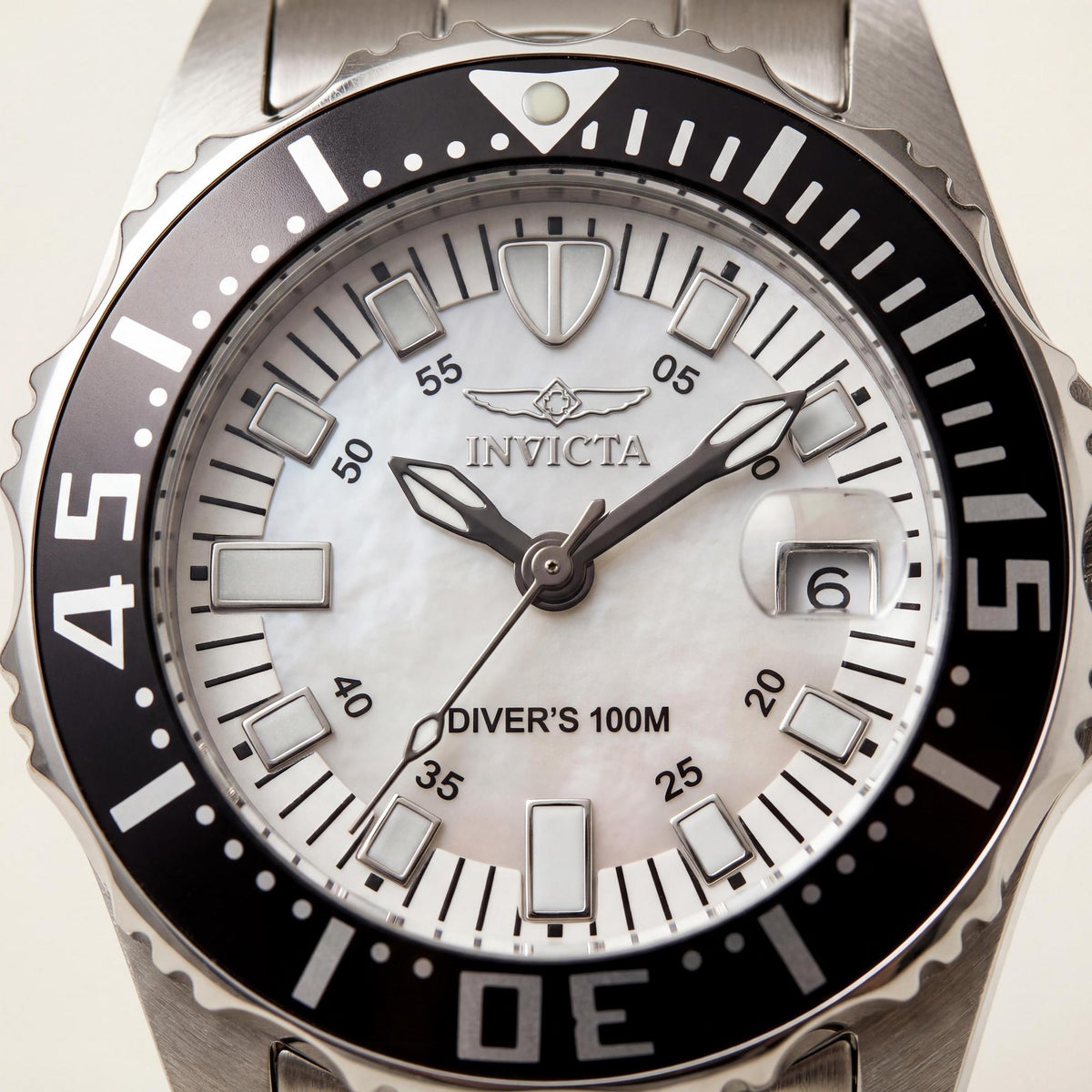 Invicta Pro Diver 2958 Unisex Stainless Steel 30mm White Mother of Pearl Luminous Quartz Watch 100M WR, Photo 2