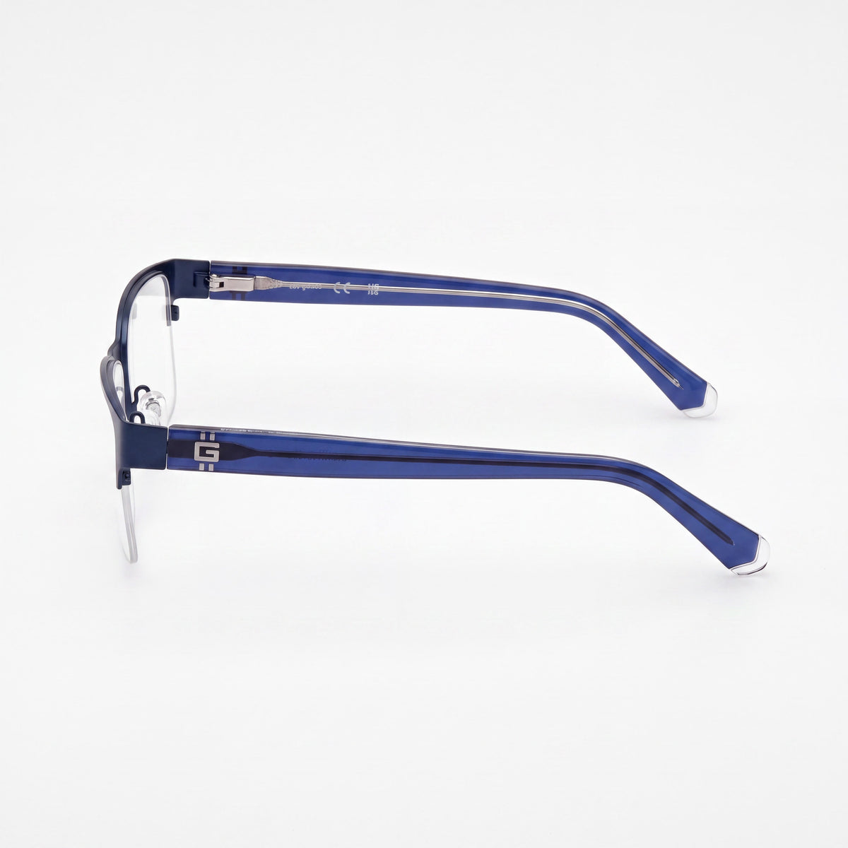 GUESS Gu50095 Gafas para Hombre con Montura de Metal Azul Mate Brillante y Lentes no Graduadas de 53 mm, Photo 3