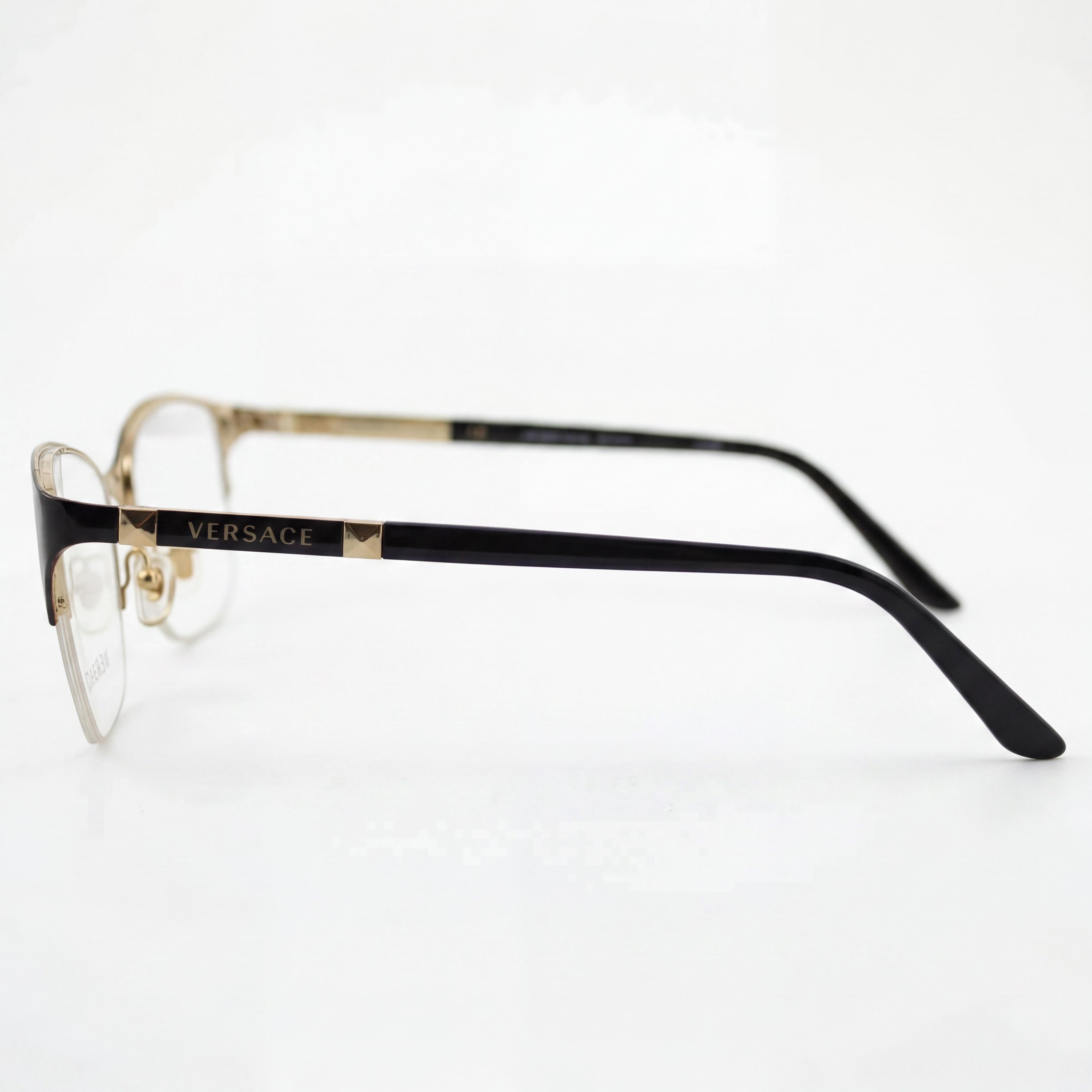 Versace Women's Ve 1218 Black Gold Rubber Oval Heart Optical Frames with Clear Lenses, 53-17-140, Photo 2
