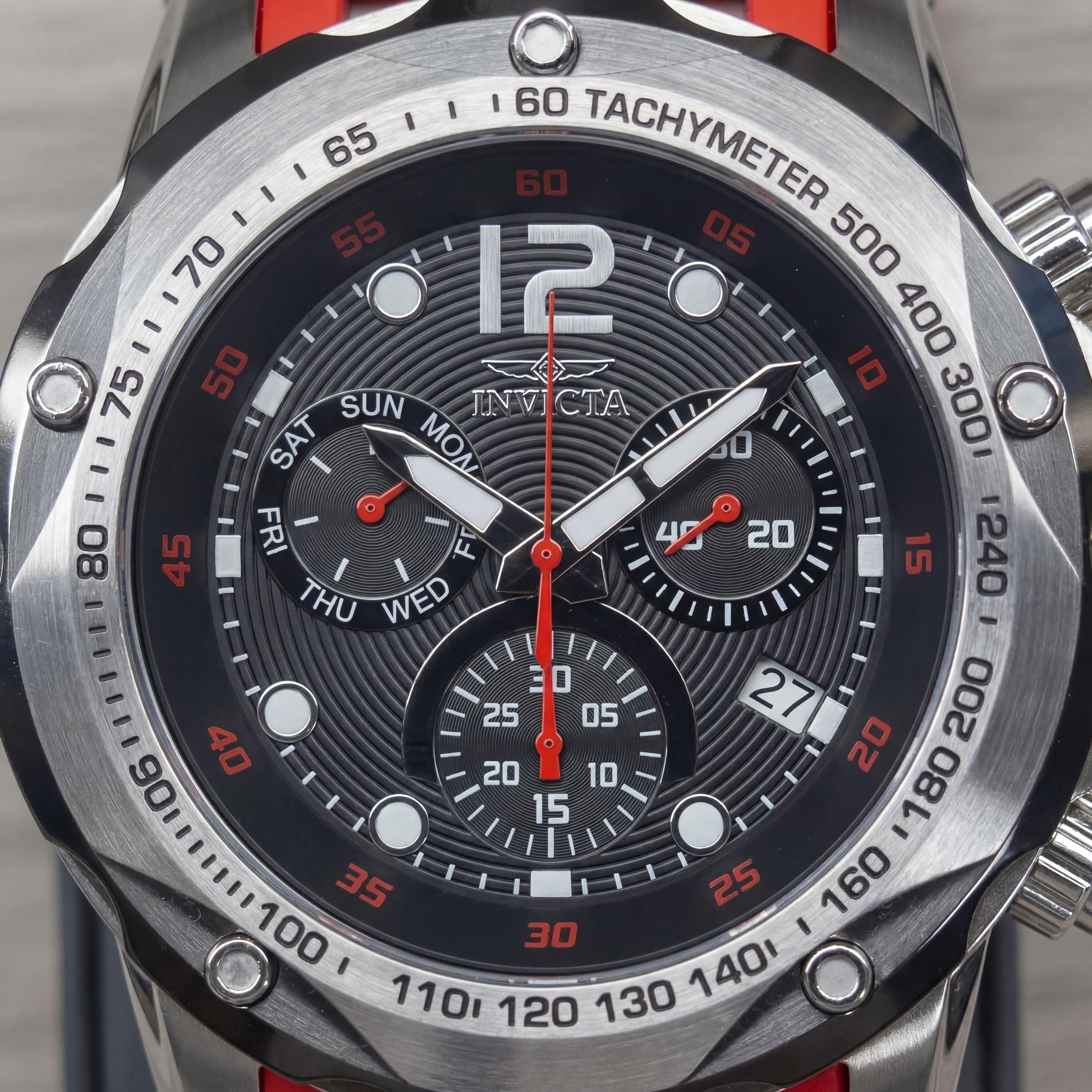 Invicta Men's Speedway 33934 Quartz Chronograph Stainless Steel Black Dial 51mm Silicone Strap Watch, Photo 2