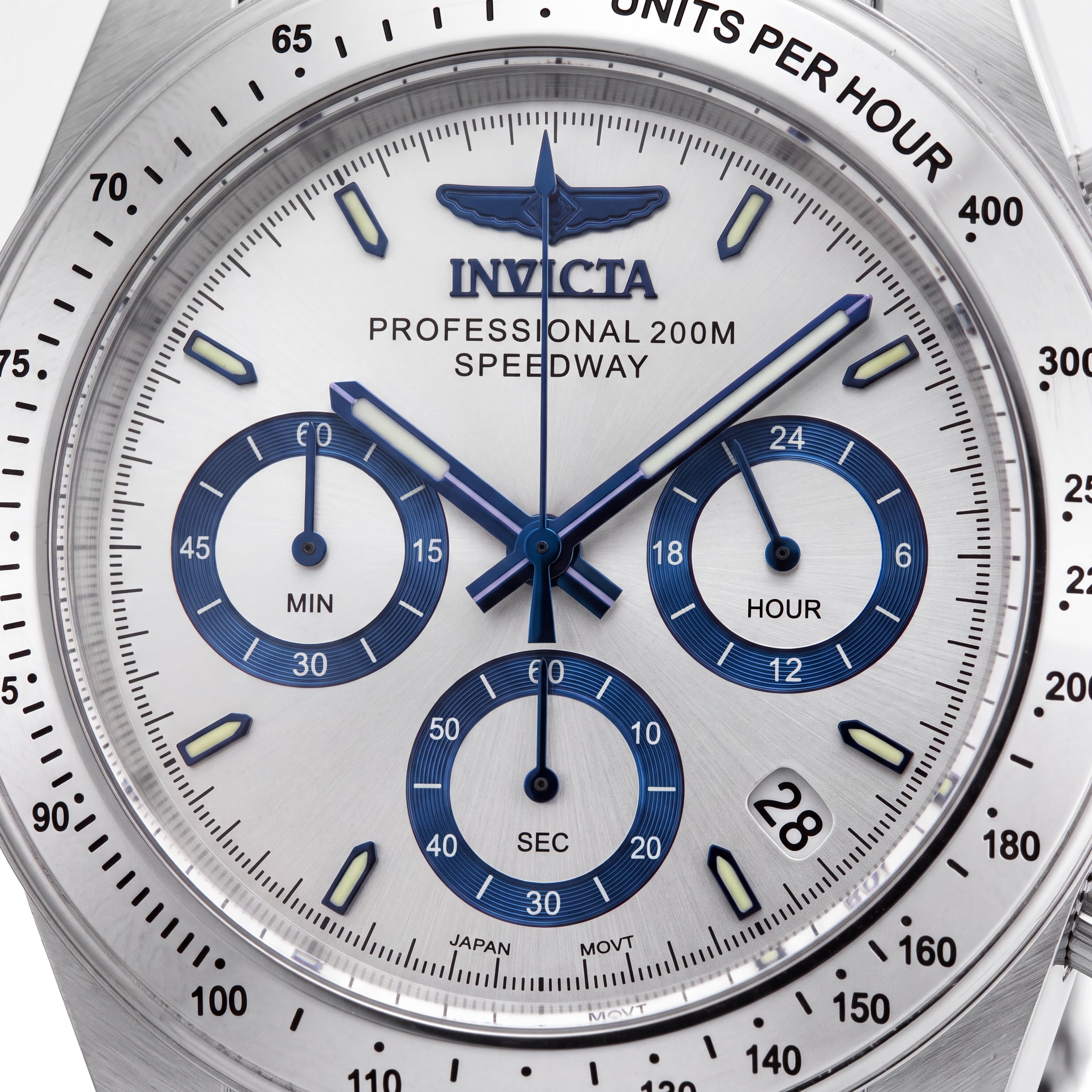 Invicta Speedway Chronograph Quartz Stainless Steel Bracelet Silver Dial Water Resistant Unisex Watch 39.5mm, Photo 2
