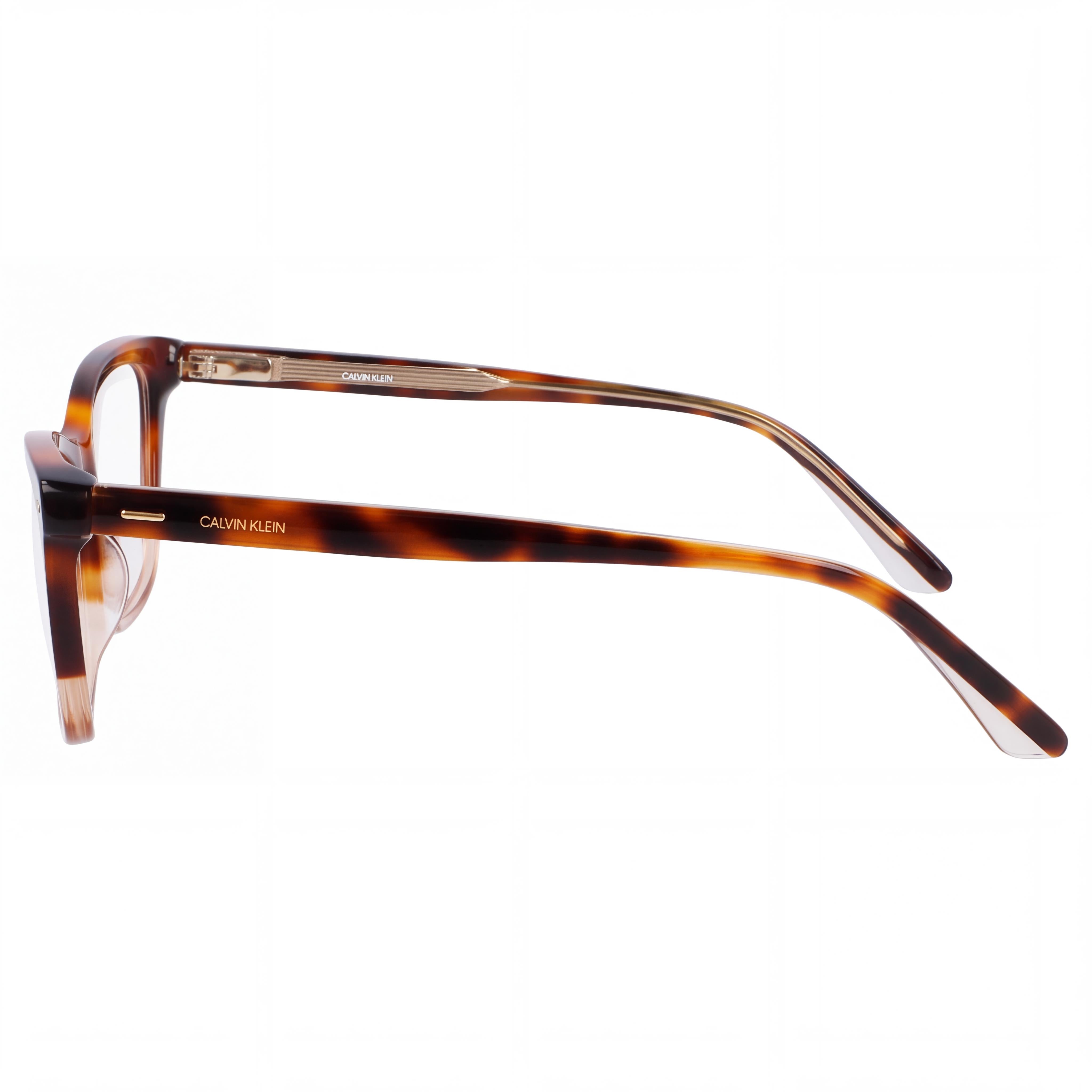 Calvin Klein Ck21501 Gafas graduadas de mujer de aleación de acero, montura completa rectangular, color Soft Tortoise, 54 mm, Photo 3