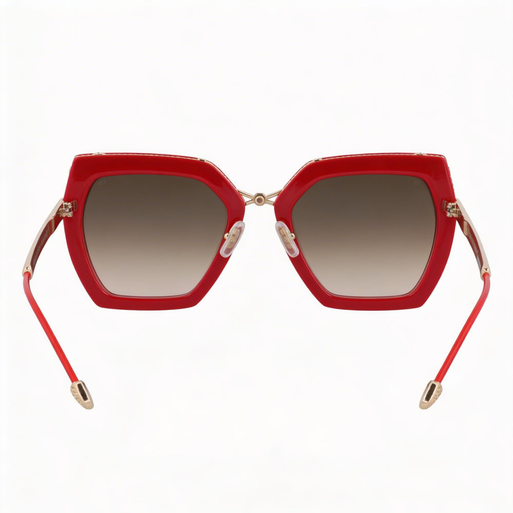 Philipp Plein Spp097s Women's Red Metal Non-Polarized UV Protection Sunglasses, Gradient Brown/Pink Lenses 53mm