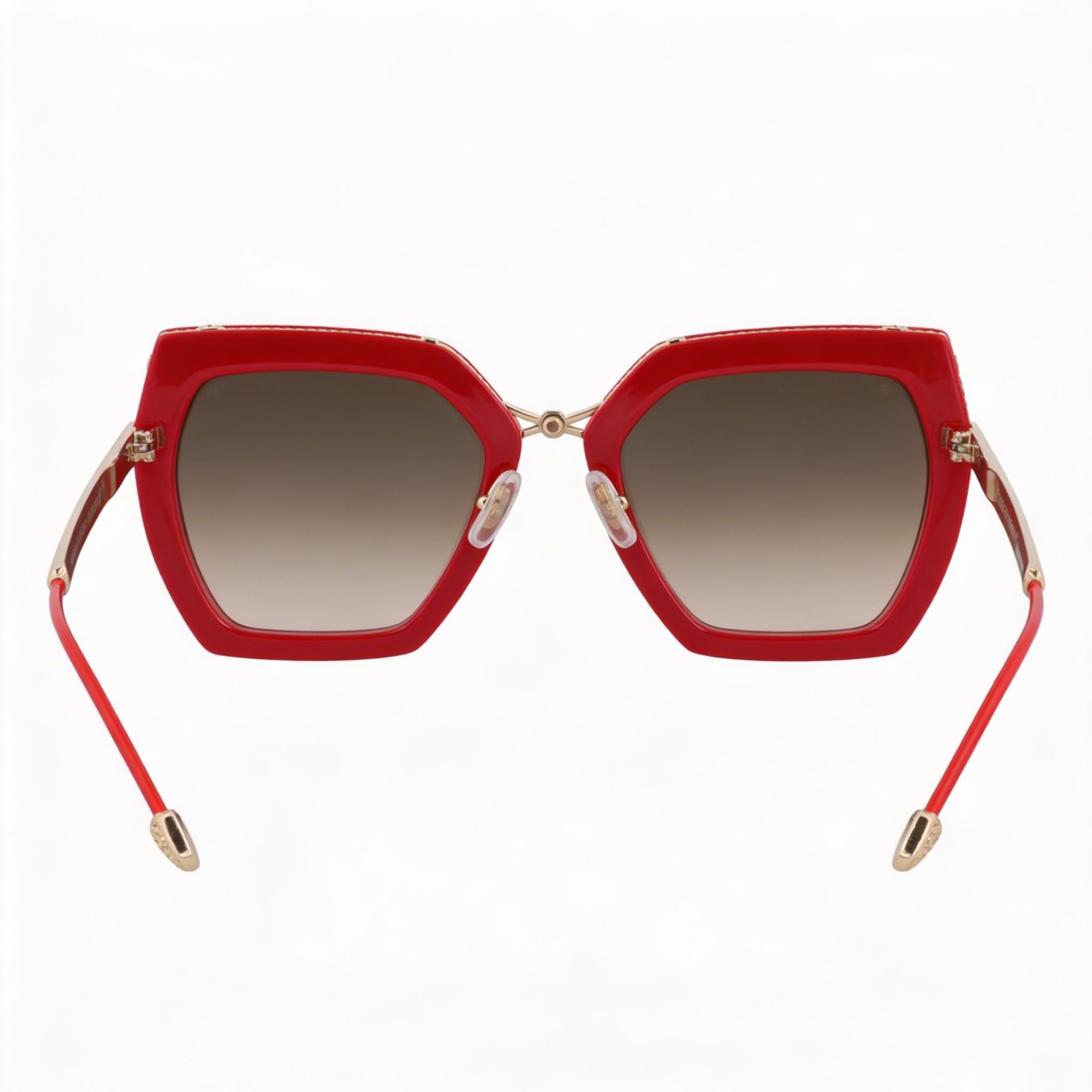 Philipp Plein Spp097s Women's Red Metal Non-Polarized UV Protection Sunglasses, Gradient Brown/Pink Lenses 53mm, Photo 4