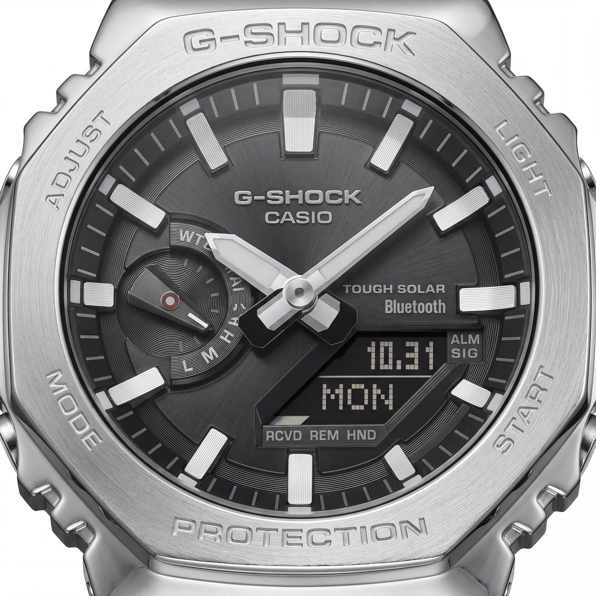 Reloj Casio para hombre, minimalista, de acero inoxidable negro, analógico-digital, cronógrafo, resistente a los golpes, Bluetooth, Photo 2