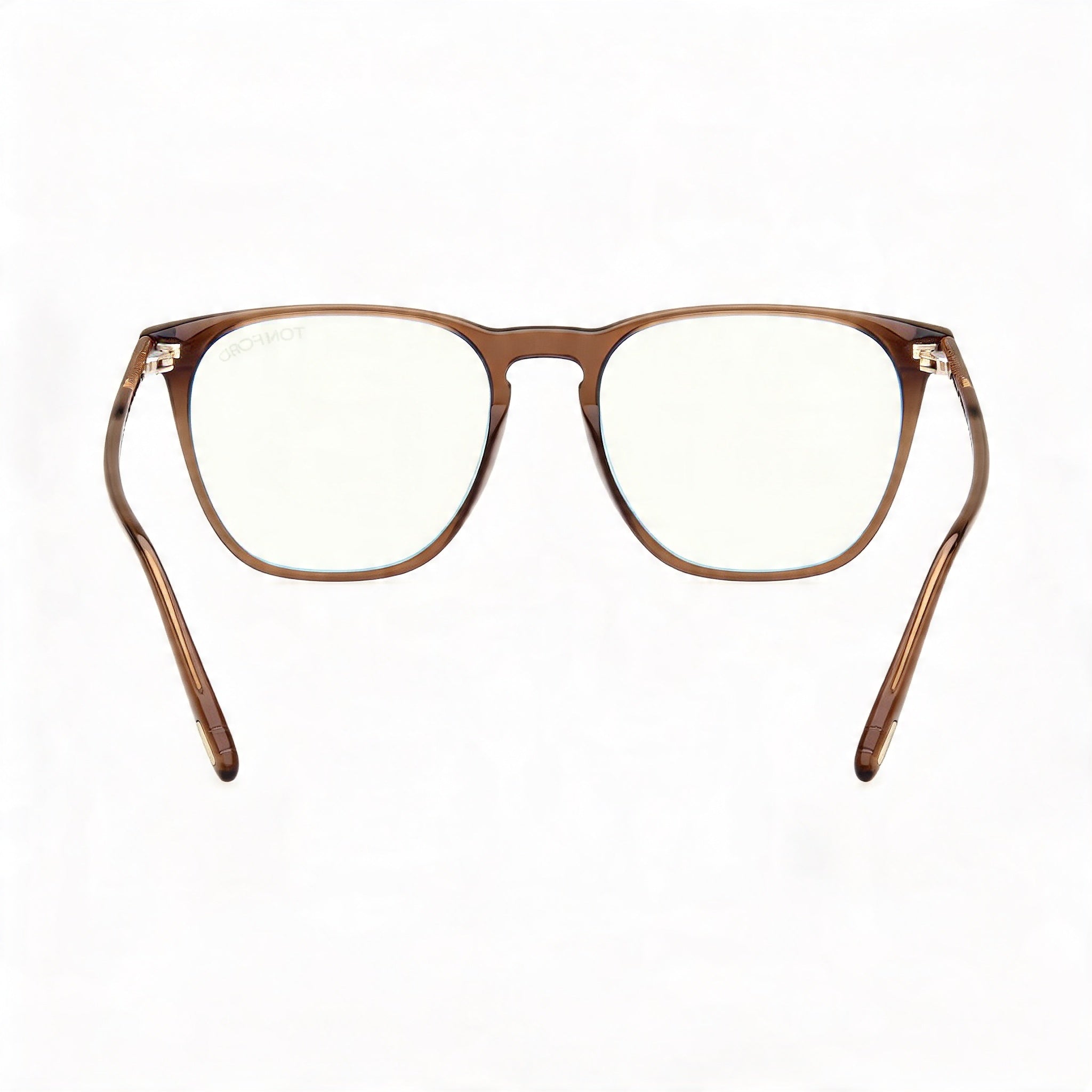 Tom Ford Round Model Men's Eyewear with Brown Frame and Plastic Lenses, featuring 52mm Lens, 18mm Bridge, 145mm Temple, Photo 2