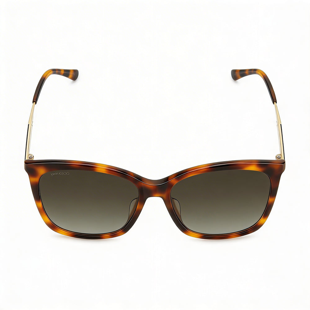 Gafas de sol JIMMY CHOO casual para mujer, de acetato color habana con montura completa en forma de mariposa, con cristales degradados en color marrón y protección UV, 57 mm