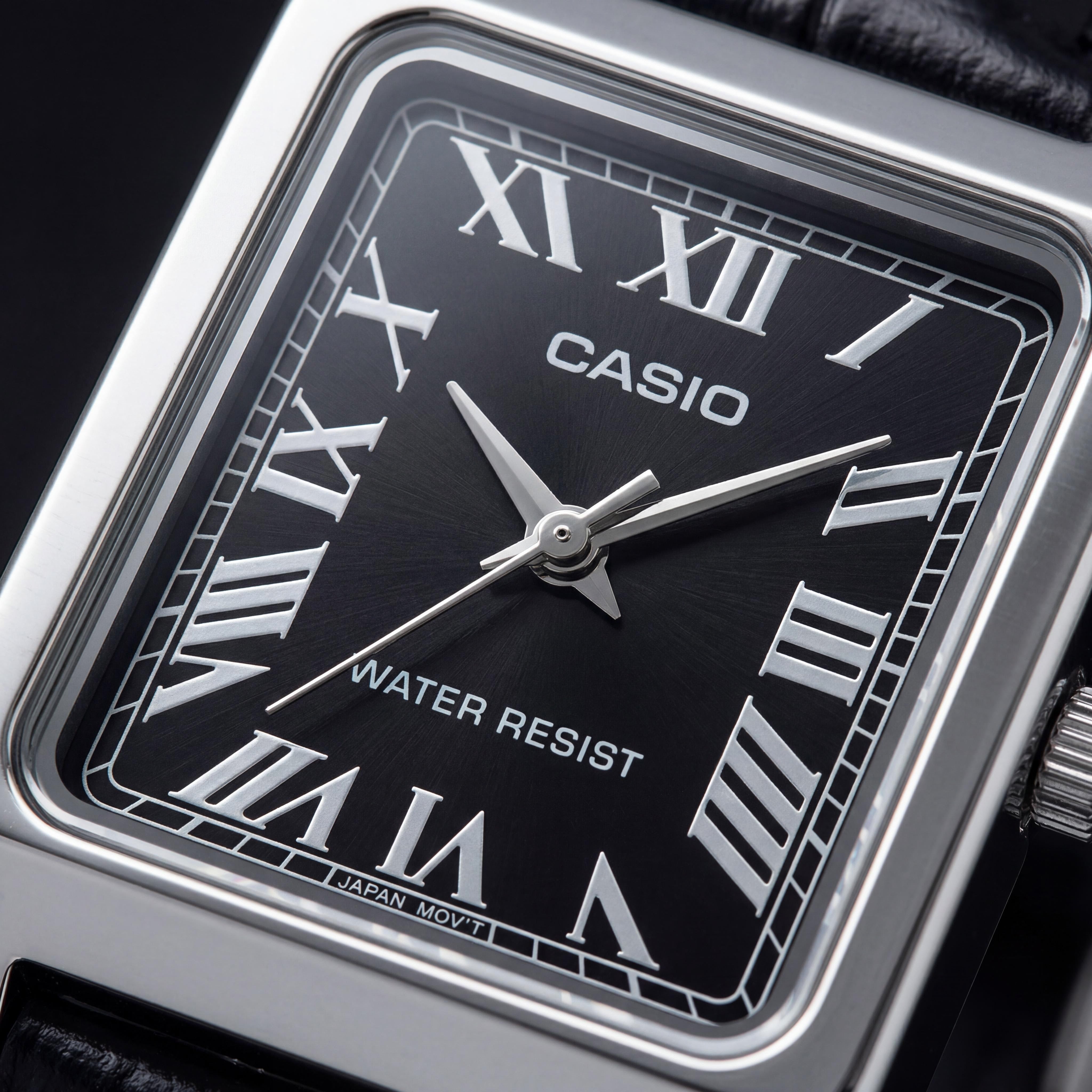 Casio Quartz Movement Women's Solar Radio Controlled Black Stainless Steel Leather Watch 22mm, Photo 2