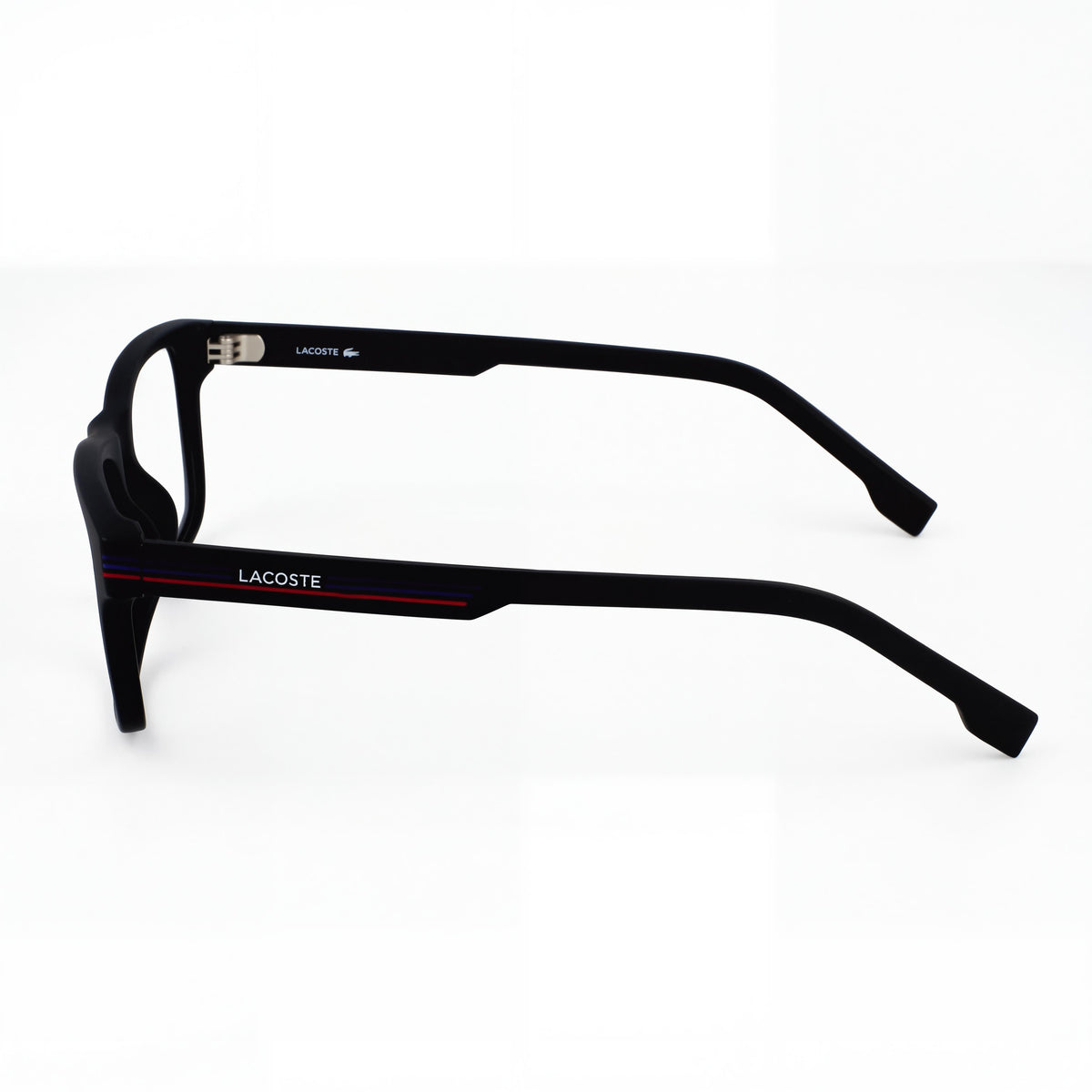 Montura óptica para hombre Lacoste Casual de plástico negro mate con lentes transparentes, talla 55-18-145, Photo 3