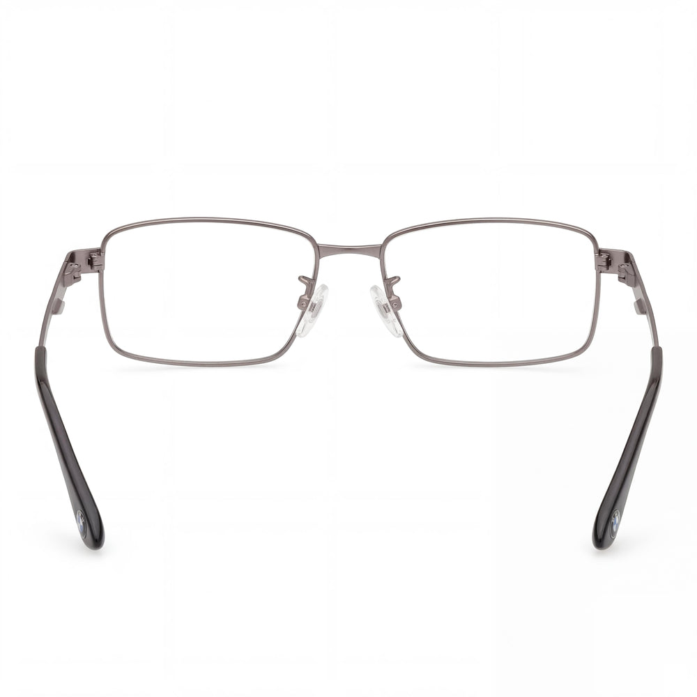 Gafas BMW rectangulares para mujer con montura metálica en rutenio claro mate y lentes de material compuesto de 150-17-35 mm