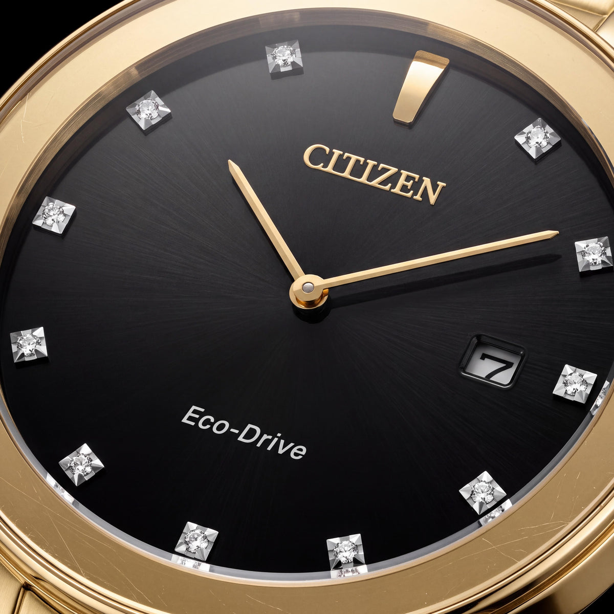 Reloj Citizen Axiom Modern para hombre, Eco-Drive, con 11 diamantes, brazalete dorado y esfera negra de 40 mm, Photo 2