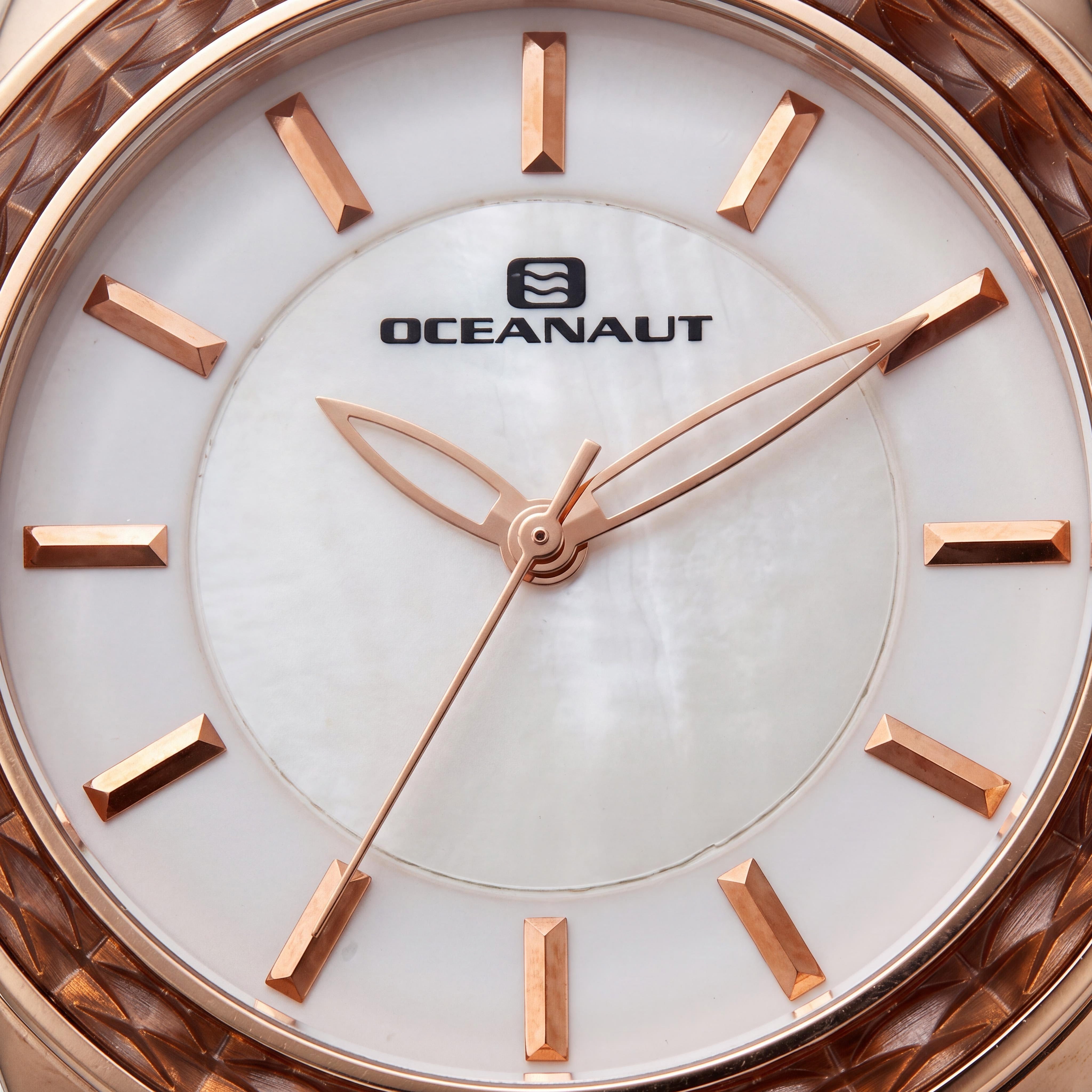 Oceanaut OC1413 Casual Women's White Mother of Pearl Dial Stainless Steel Leather Strap Rose Gold Accent 37mm Watch, Photo 2