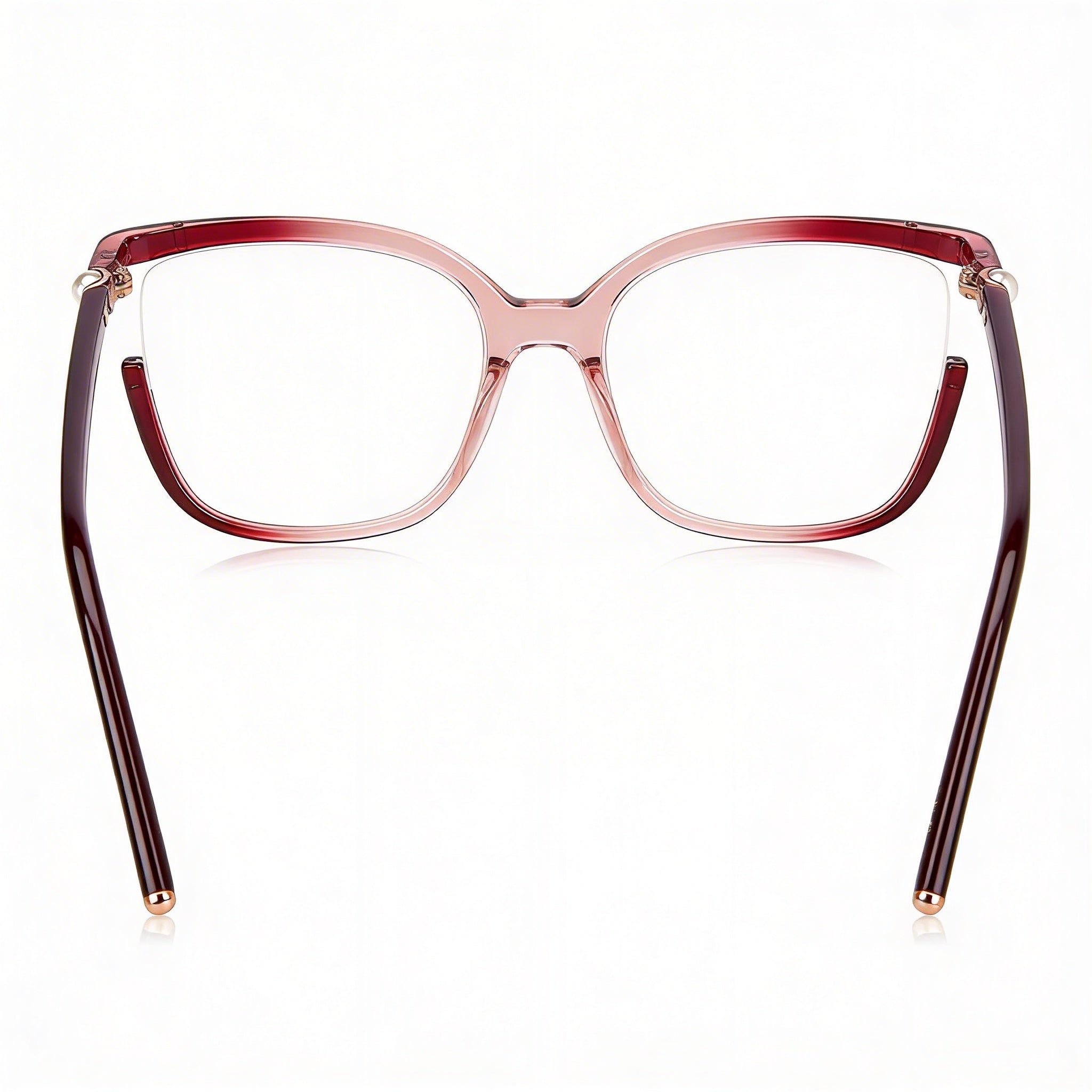 Carolina Herrera CH/0004 Women's Semi Rim Square Propionate Eyeglasses Burgundy Nude Rose Gold 53-19-140, Photo 4