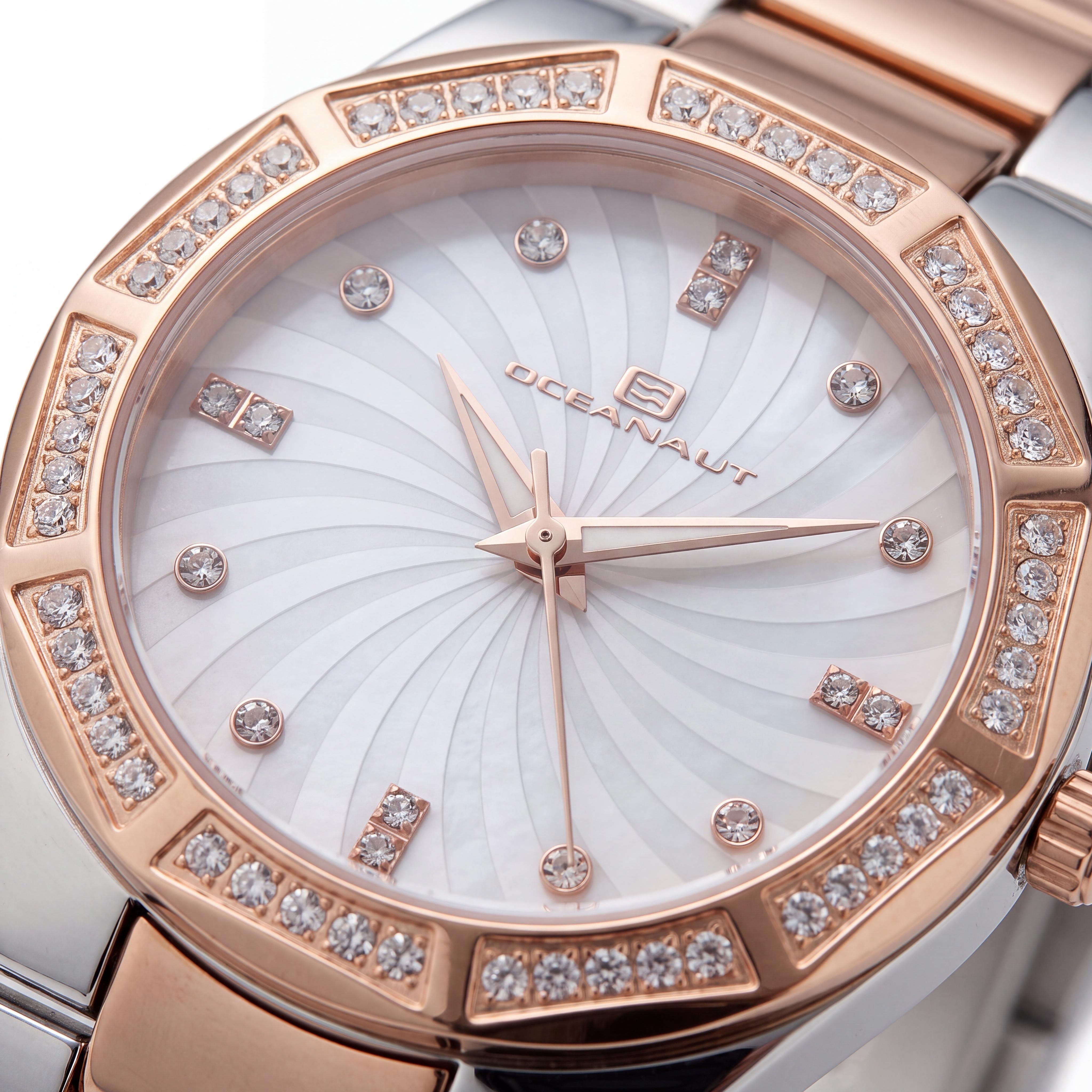 Oceanaut OC0251 Athena Women's Watch, White Mother of Pearl Dial with Crystal-Embellished Bezel and Markers, Photo 2