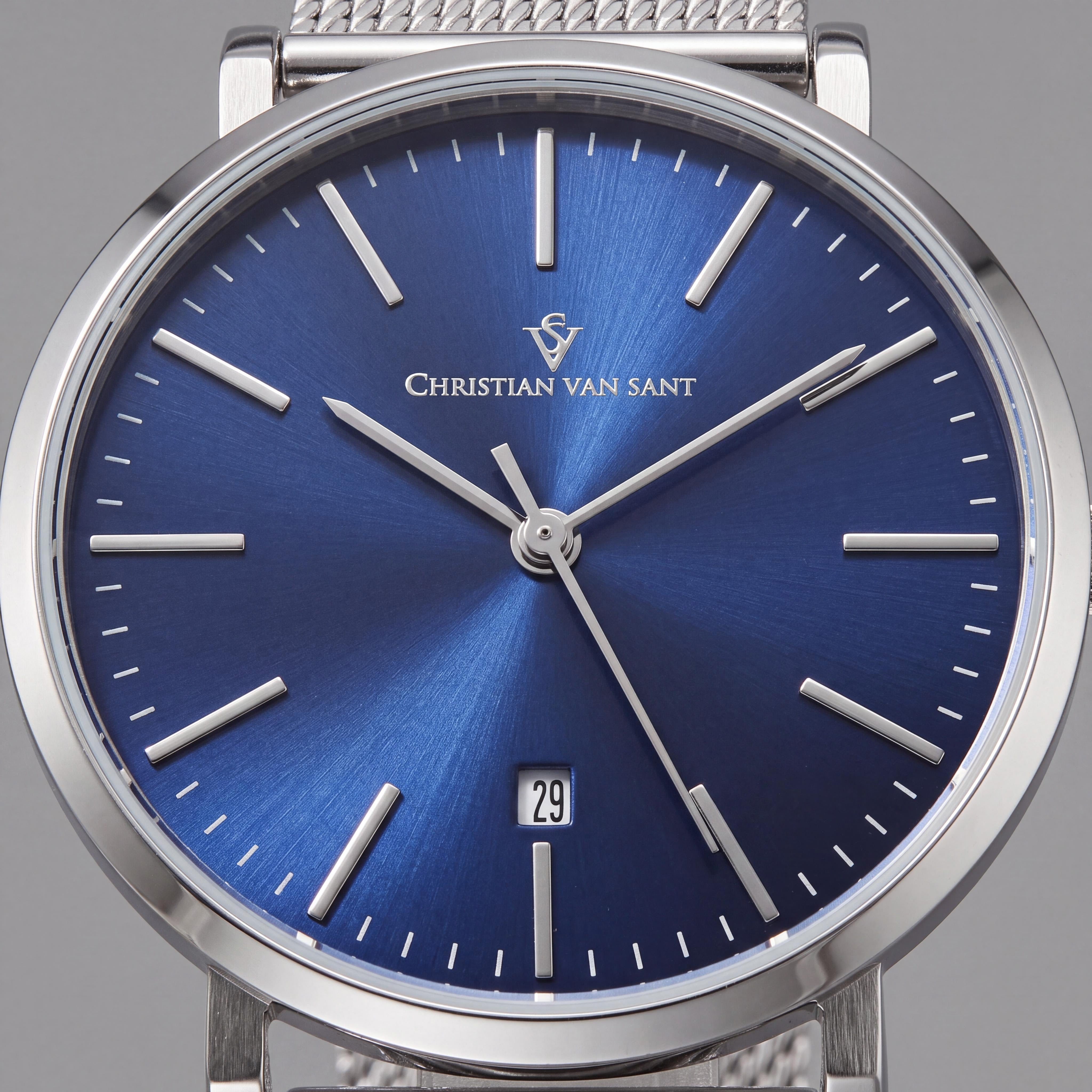 Christian Van Sant CV4220 Paradigm Women's Quartz Stainless Steel Silver Blue Dial Scratch-Resistant Date Watch, Photo 2