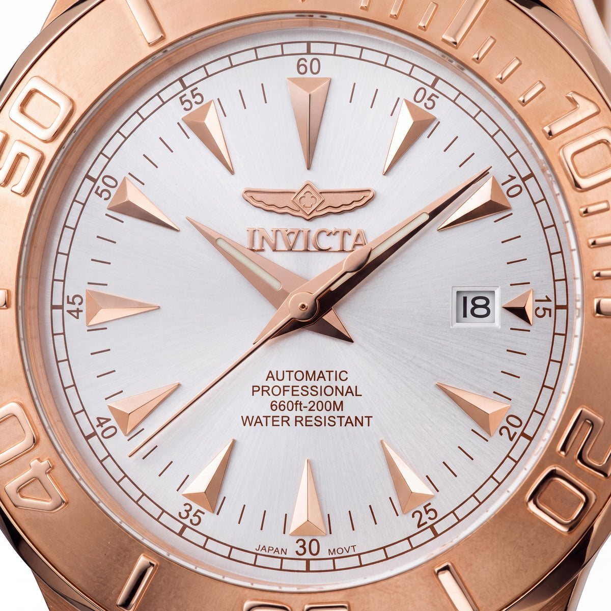 Invicta Signature 7111 Rose-gold Stainless Steel Automatic Unisex Watch with Silver Dial & Glow In The Dark 47mm, Photo 2