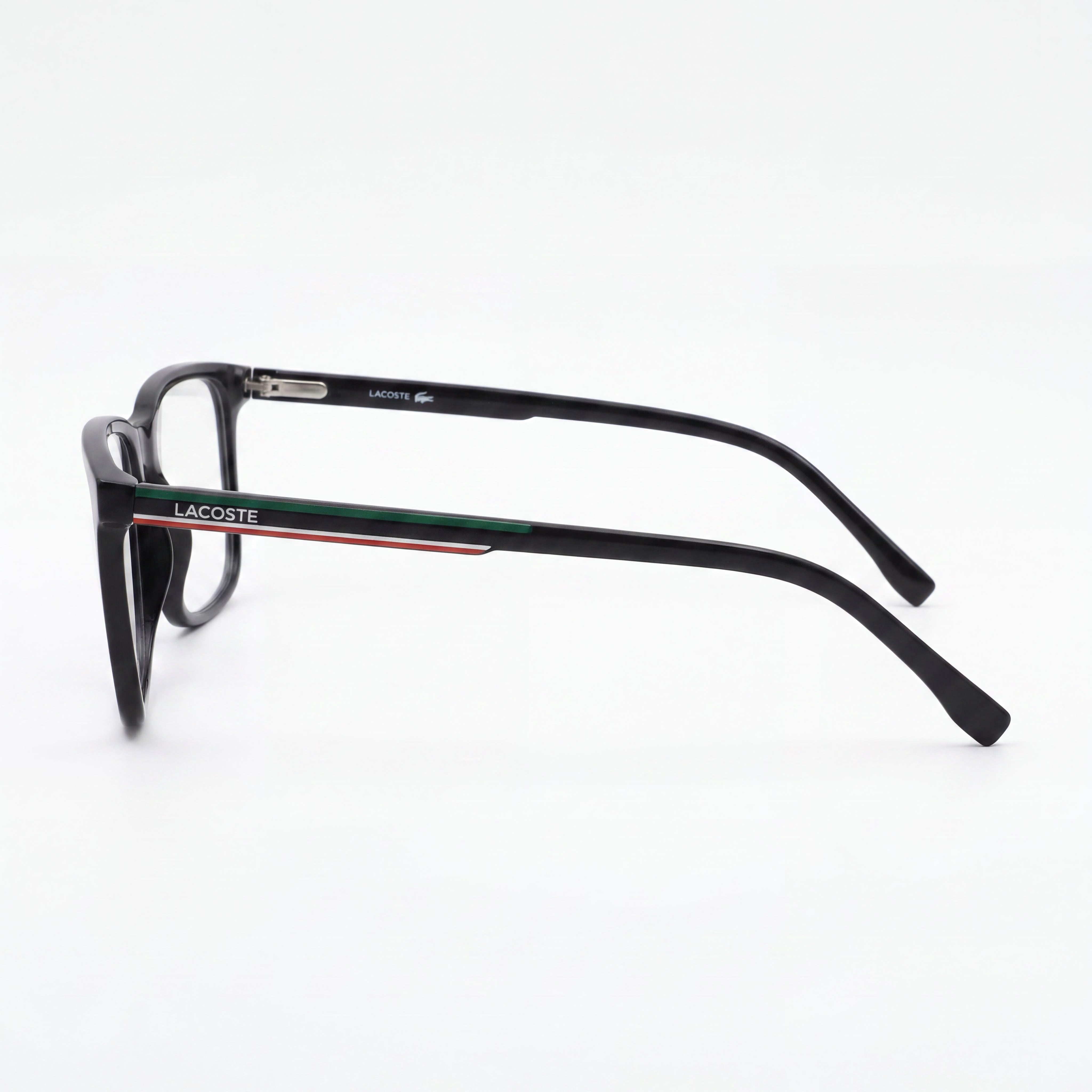 Lacoste Casual Men's Black Frame Optical Eyeglasses with Transparent Plastic Lenses 57-18-145, Photo 3
