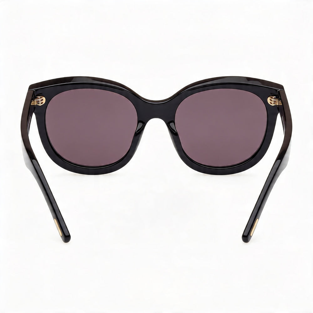 Tom Ford Tamara FT1114 Gafas de sol para mujer con montura de plástico negro brillante, lentes ahumadas, protección UV del 100 %, 54 mm