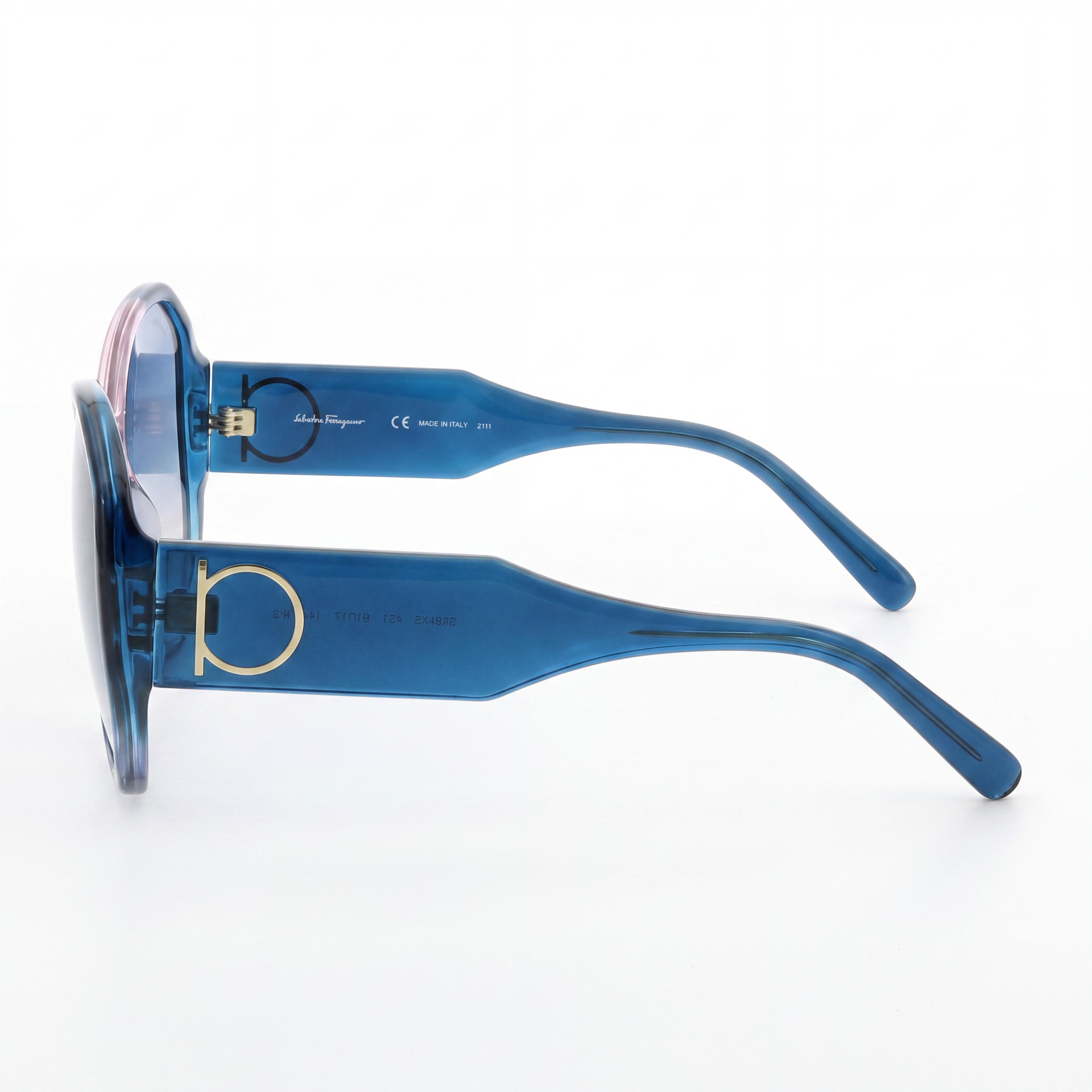 Salvatore Ferragamo Antique Classic Women's Acetate UV Protected Sunglasses Blue Antique Rose Gradient 61mm, Photo 3