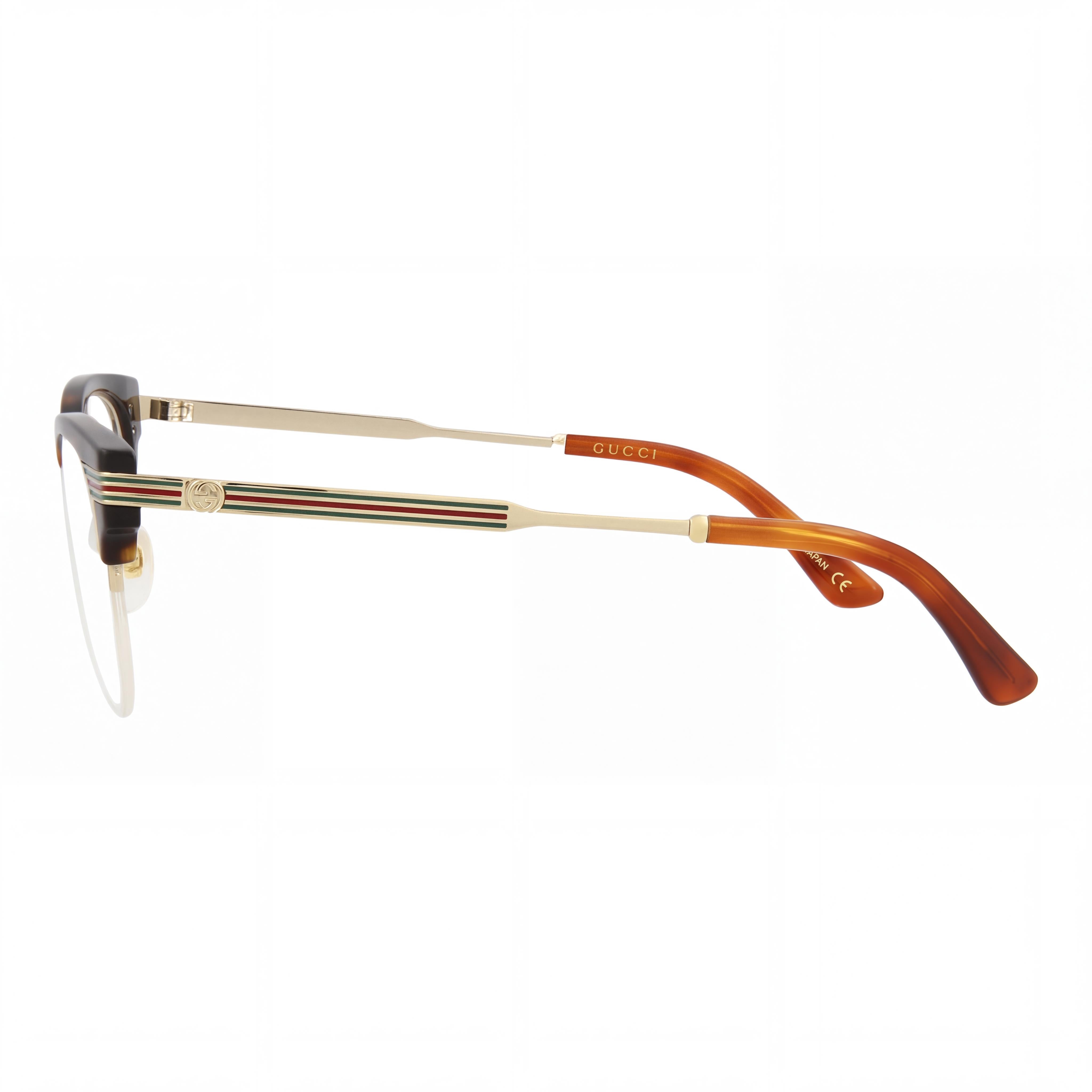 Gucci GG0201O-002 Women's Havana Gold Plastic Oval Optical Eyeglasses 50mm, Photo 2