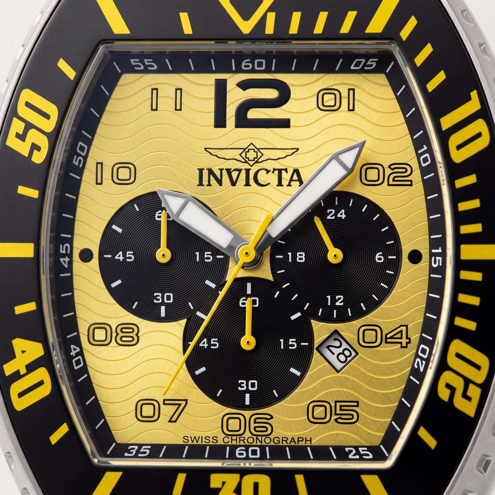 Invicta Pro Diver 47287 Unisex Chronograph Quartz Silver Stainless Steel 51mm Watch with Yellow Dial, Photo 2