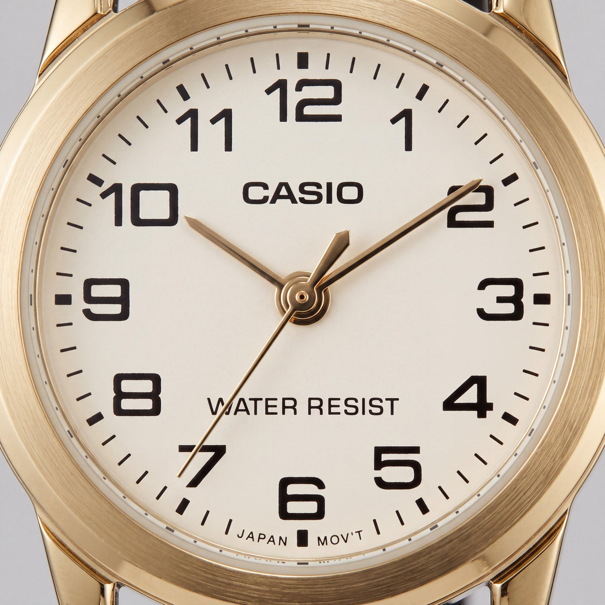 Reloj de cuarzo Casio para mujer, caja de acero inoxidable negra, blanca y dorada con correa de cuero, 31 mm, resistente al al agua, Photo 2