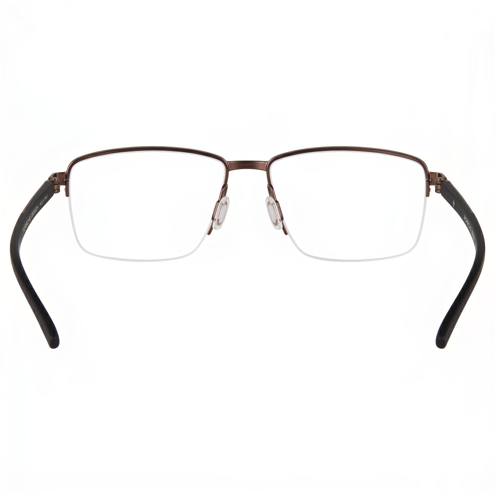 Gafas modernas Porsche Design de plástico marrón para hombre con lentes de policarbonato transparentes, 57 mm de ancho de lente