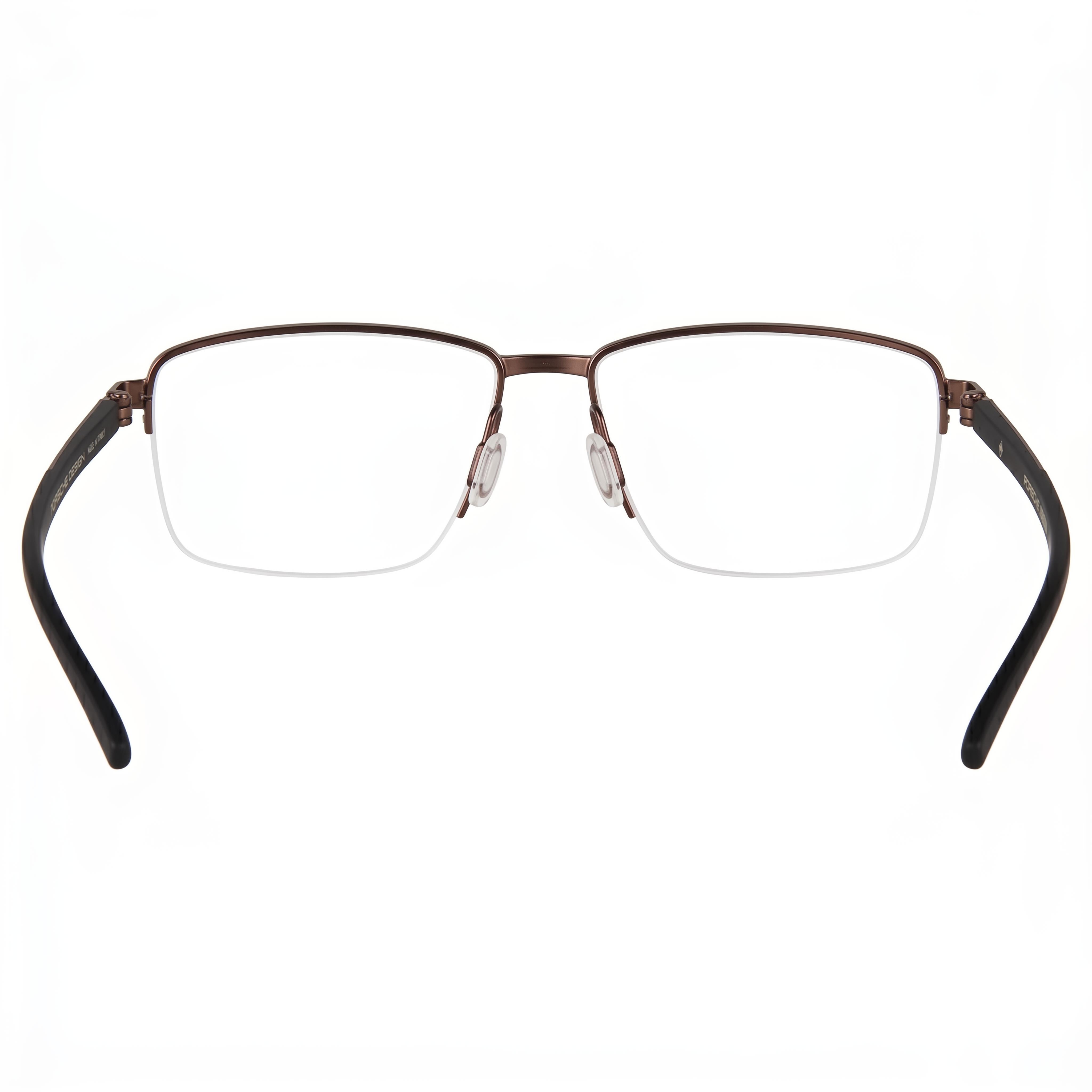 Porsche Design Modern Men’s Brown Plastic Eyeglasses with Transparent Polycarbonate Lenses, 57mm Lens Width, Photo 3