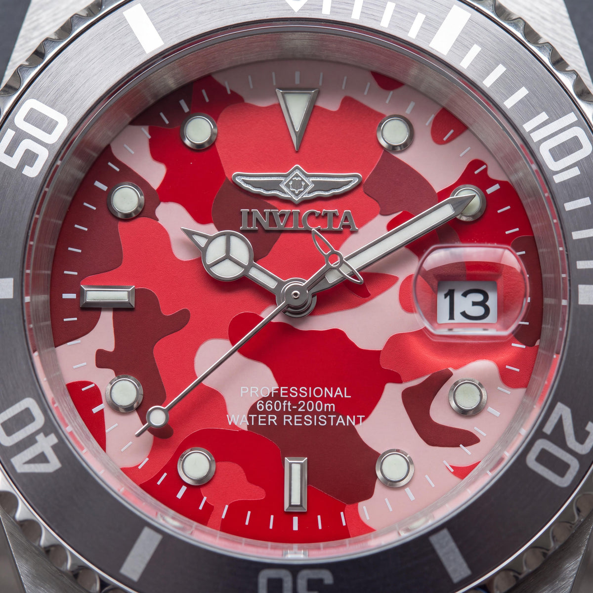 Invicta Pro Diver 48568 Men's Quartz Stainless Steel Bracelet Red Dial Watch 40mm 20 ATM, Photo 2