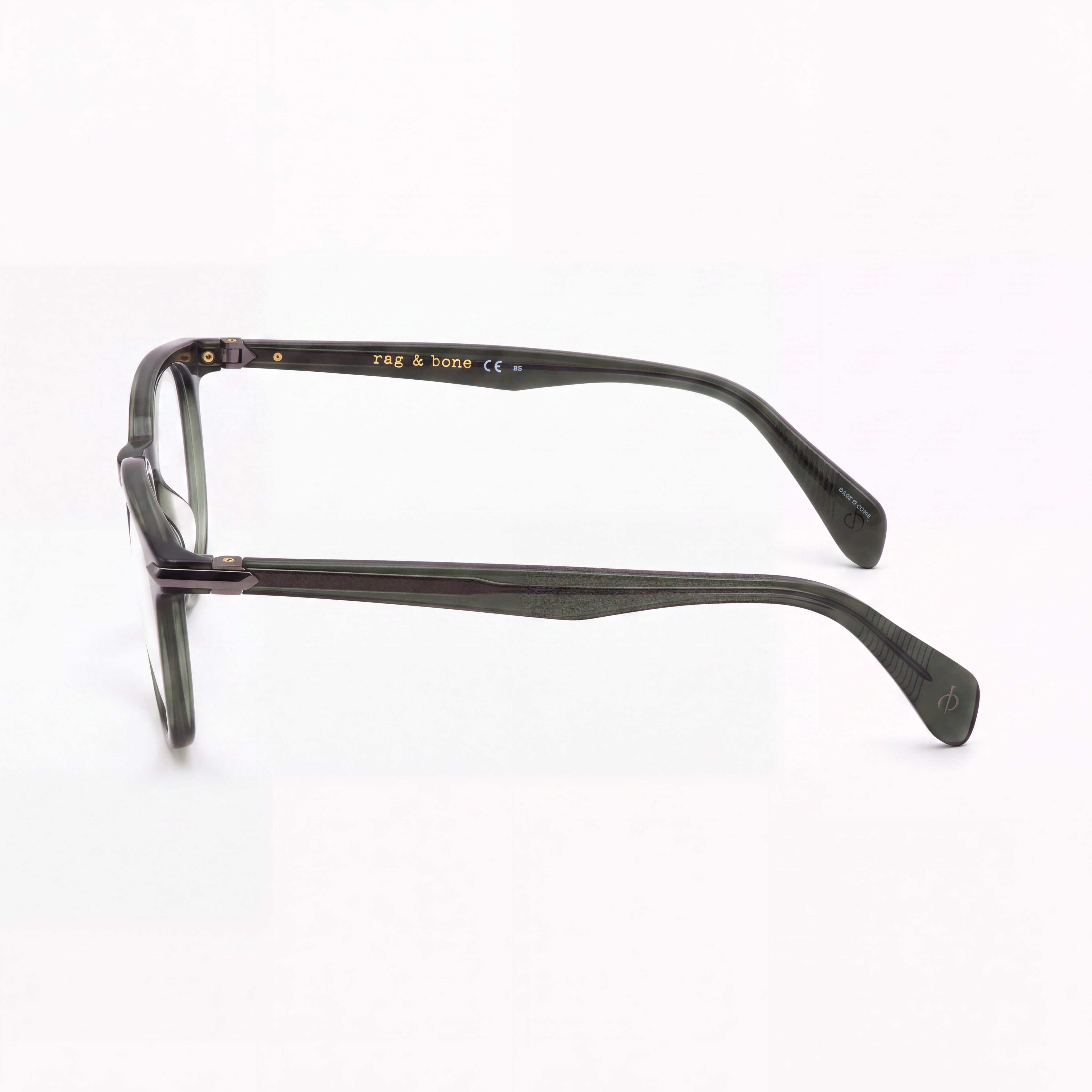 rag & bone Men's Casual Eyeglasses, Dark Grey Acetate Frame with Transparent Lenses 50-20-145, Photo 2