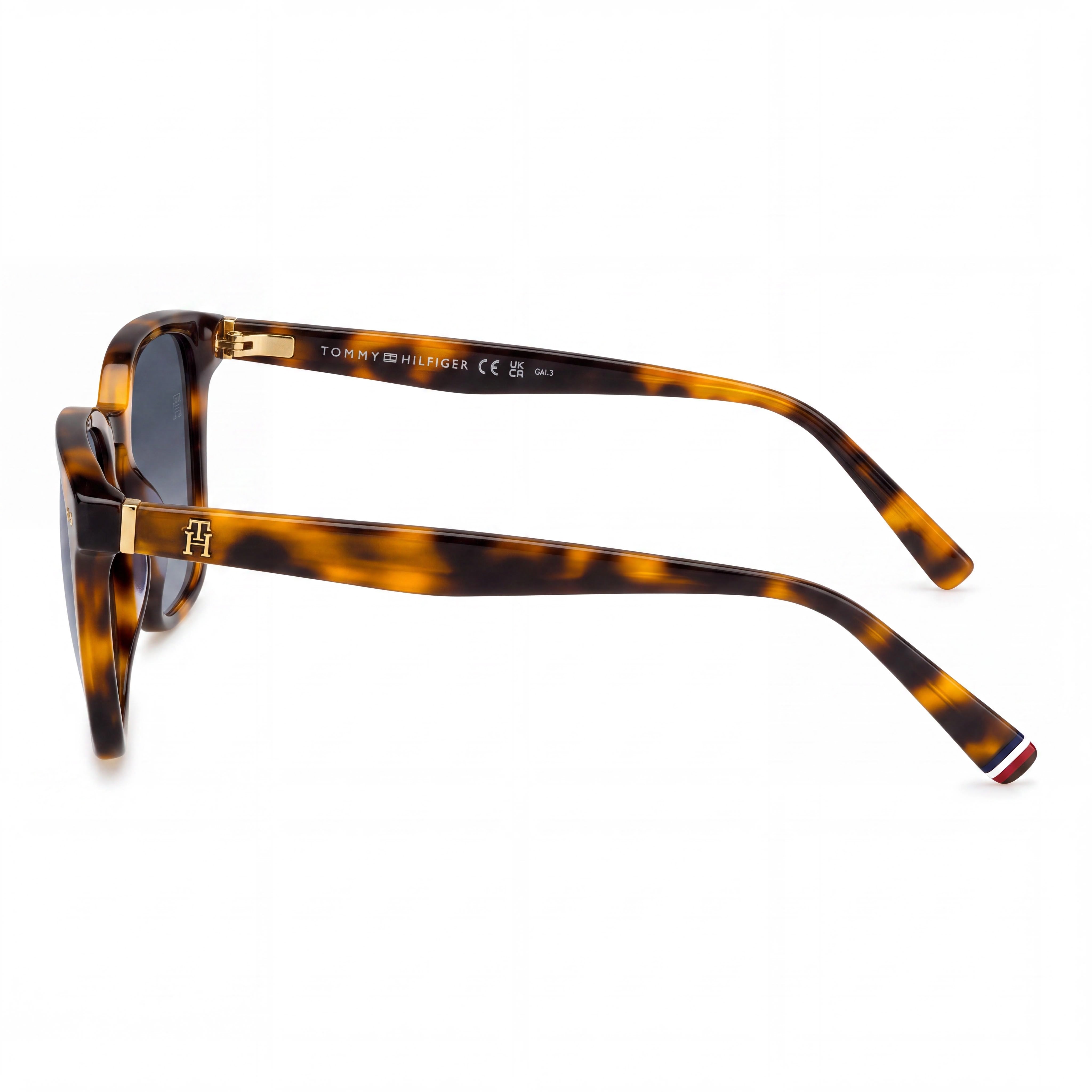 Tommy Hilfiger Th 2158/S Rectangular Women's UV Protection Sunglasses, Dark Havana Dark Blue Shaded Acetate, 52mm, Photo 2