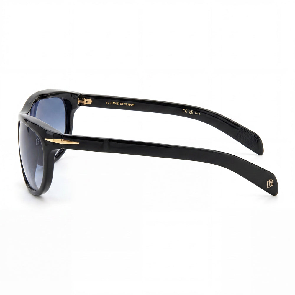 David Beckham DB 7117/S Men's Acetate Sunglasses, Black Frame, Dark Blue Shaded Lenses, 64mm