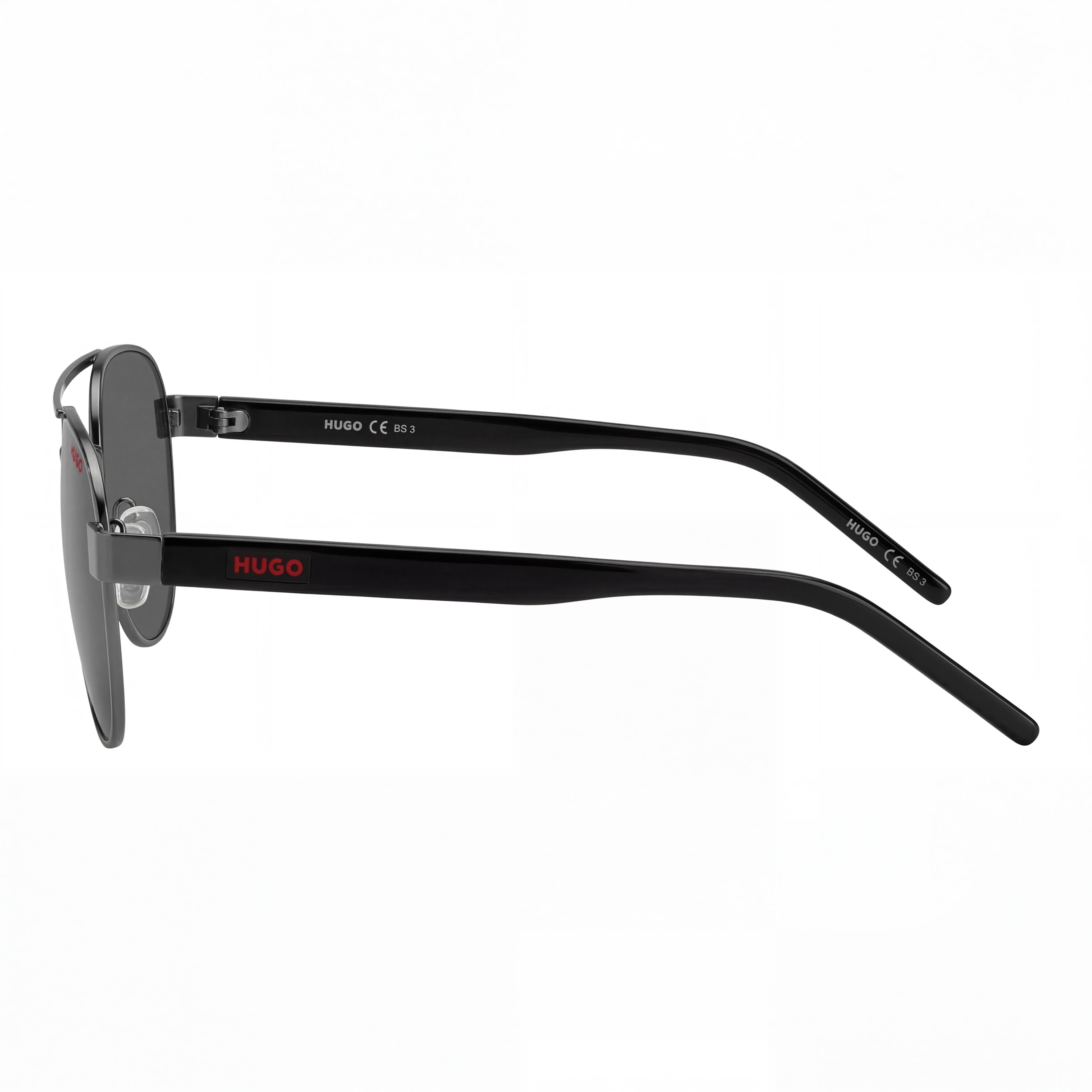 HUGO Casual Men's Matte Dark Ruthenium Metal UV Protected Sunglasses with Smoky Dark Brown Lenses 54mm, Photo 3