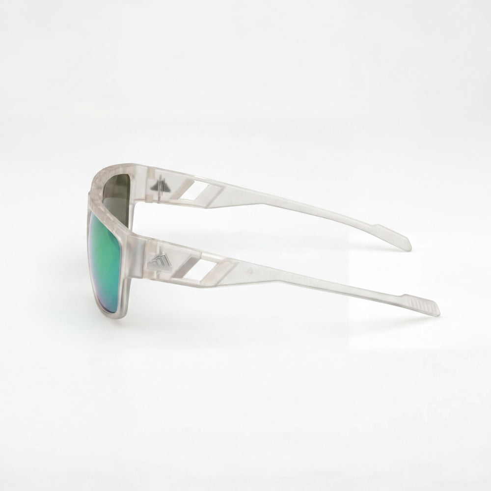 adidas Gafas de sol de plástico 100% UV para hombre, armazón de cristal, lente de espejo verde, 60 mm