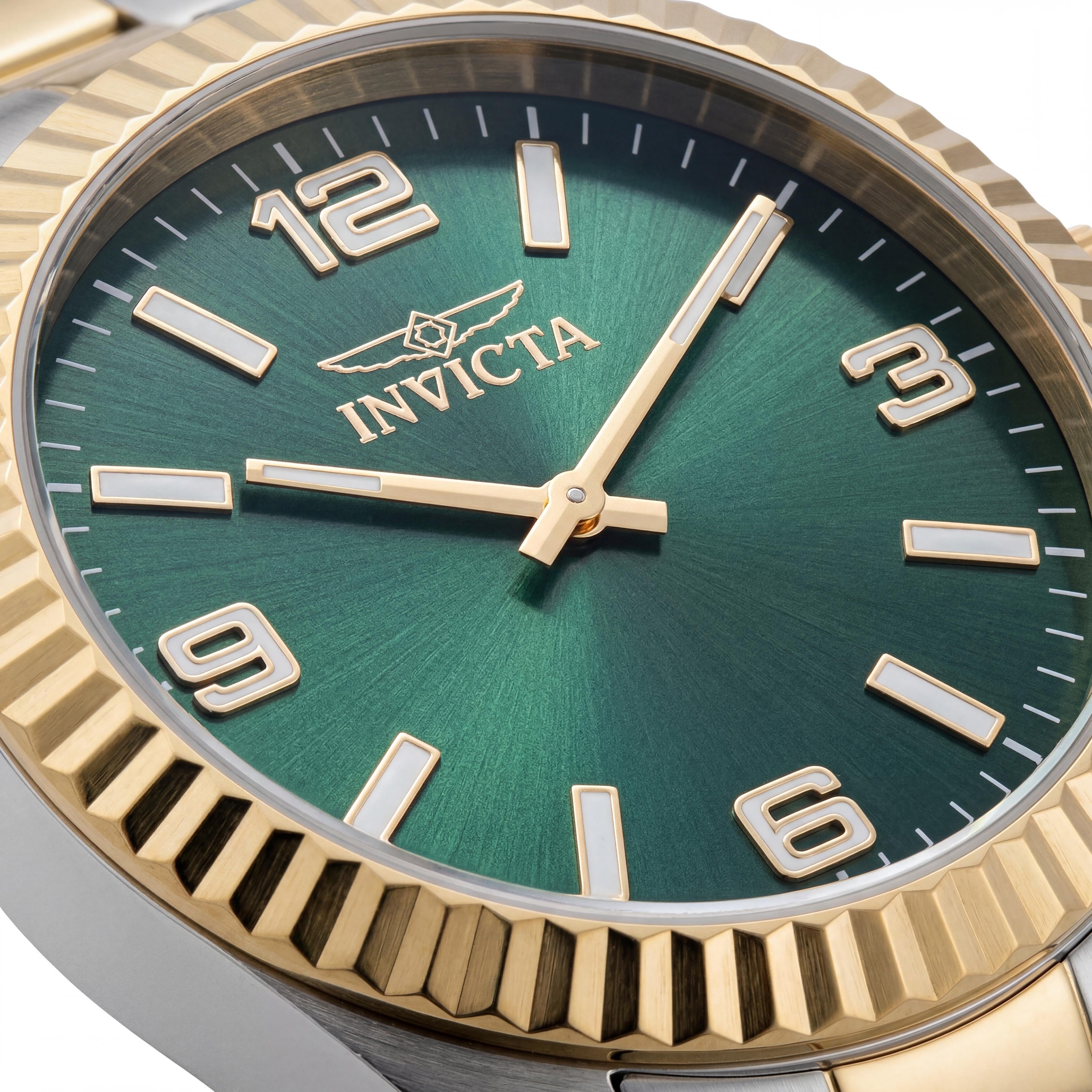 Invicta Specialty 49677 Reloj de cuarzo de acero inoxidable de 43 mm para hombre, esfera verde, resistente al agua 5 ATM, Photo 2