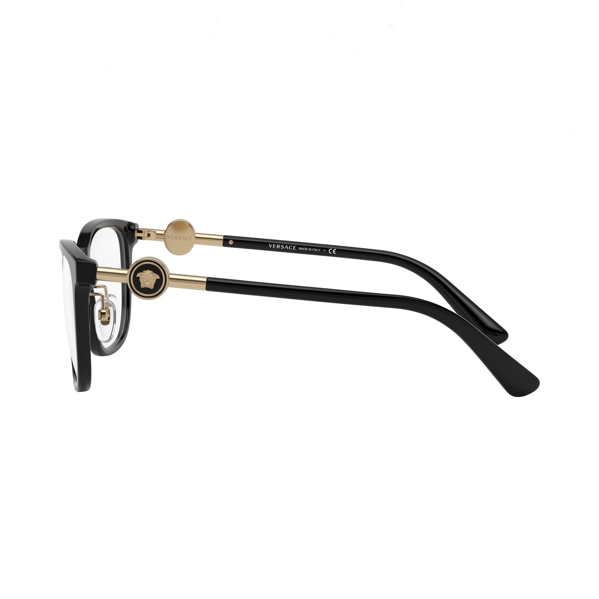 Gafas Versace modernas de mujer con montura completa cuadrada de plástico negro, lentes transparentes, talla 55-16-140, Photo 2