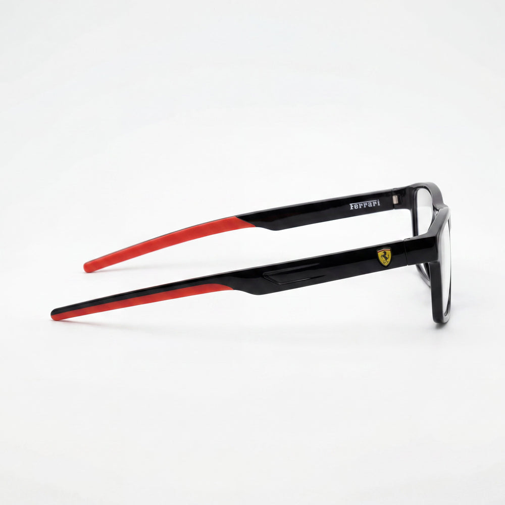 Monturas de gafas rectangulares de plástico negro para mujer Scuderia Ferrari Fz8004u 55mm
