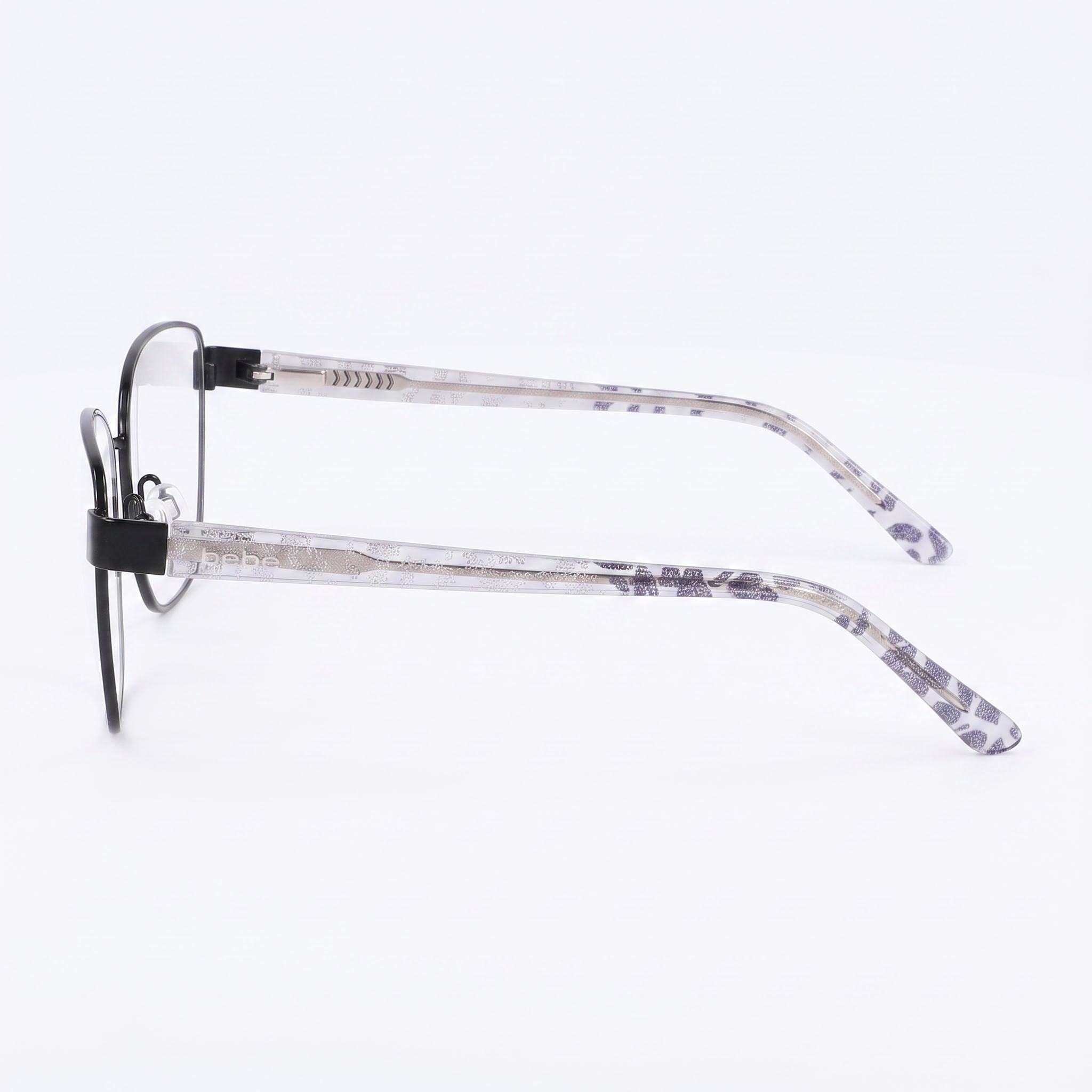 bebe Bb5209 Men's Jet Black Metal Eyeglass Frames with Clear Polycarbonate Demo Lenses 52mm Lens, 16mm Bridge, 135mm Temple, Photo 2