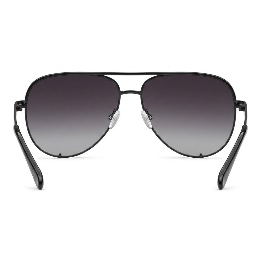 QUAY AUSTRALIA High Key Large Women's Black Fade Metal Polarized UV Protection Sunglasses