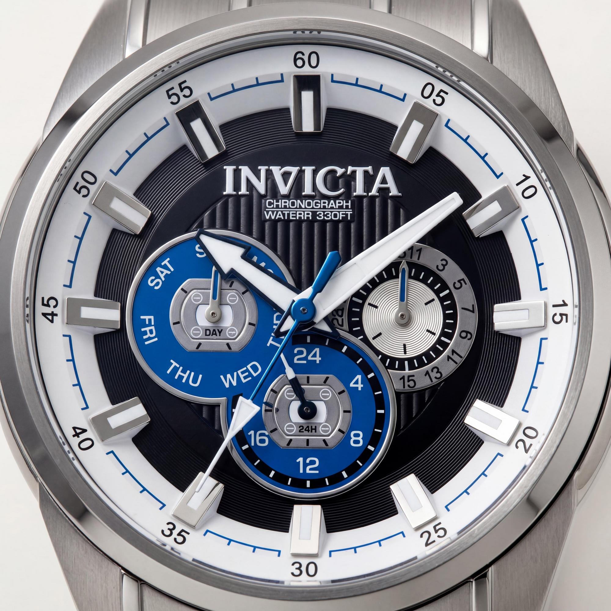 Invicta Speedway 49050 Men's Quartz Watch, 48mm Stainless Steel Case, Blue Dial, Silicone Strap, 10 ATM, Photo 2