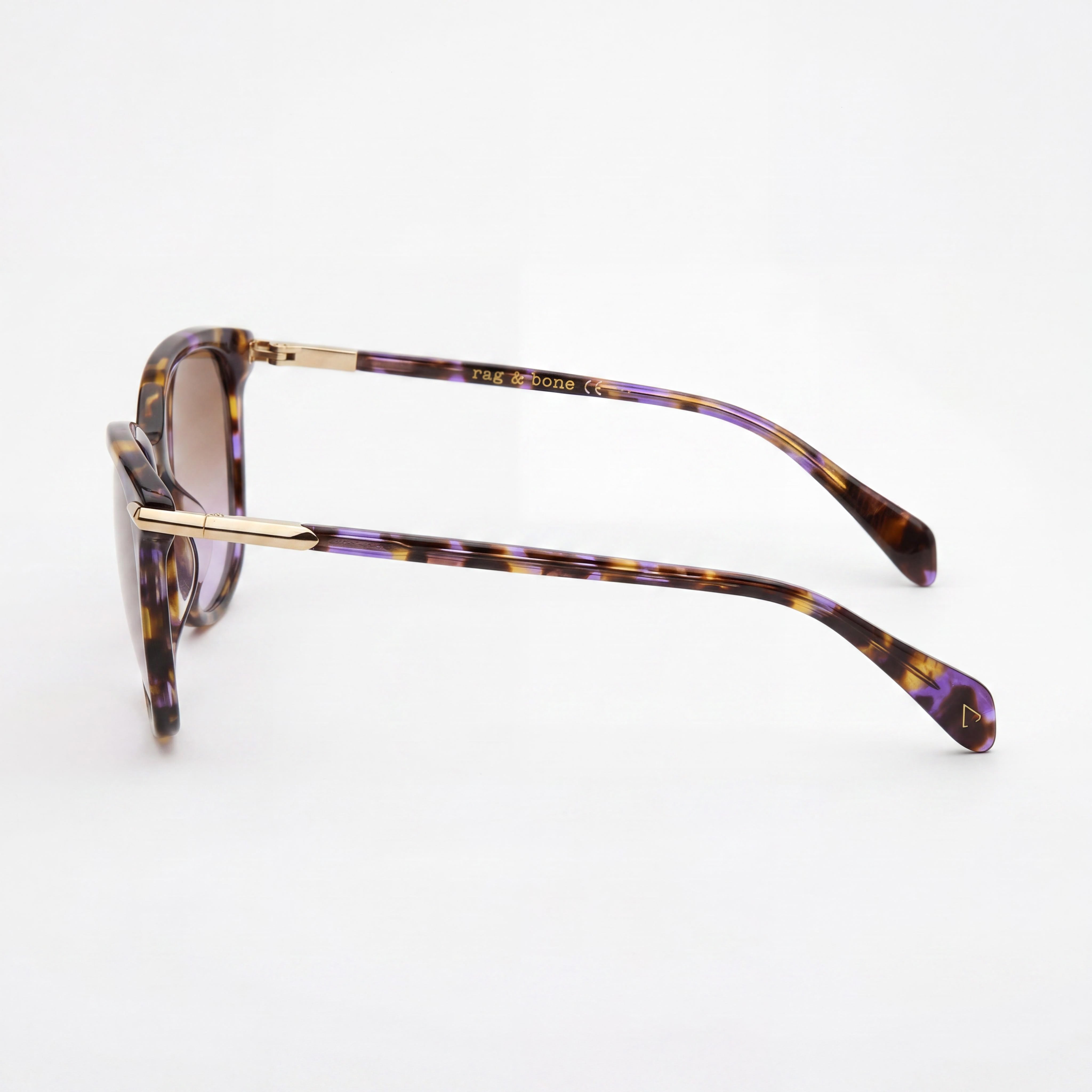 Gafas de sol para mujer rag & bone con montura rectangular de acetato y protección UV color marrón violeta habano 55 mm, Photo 2