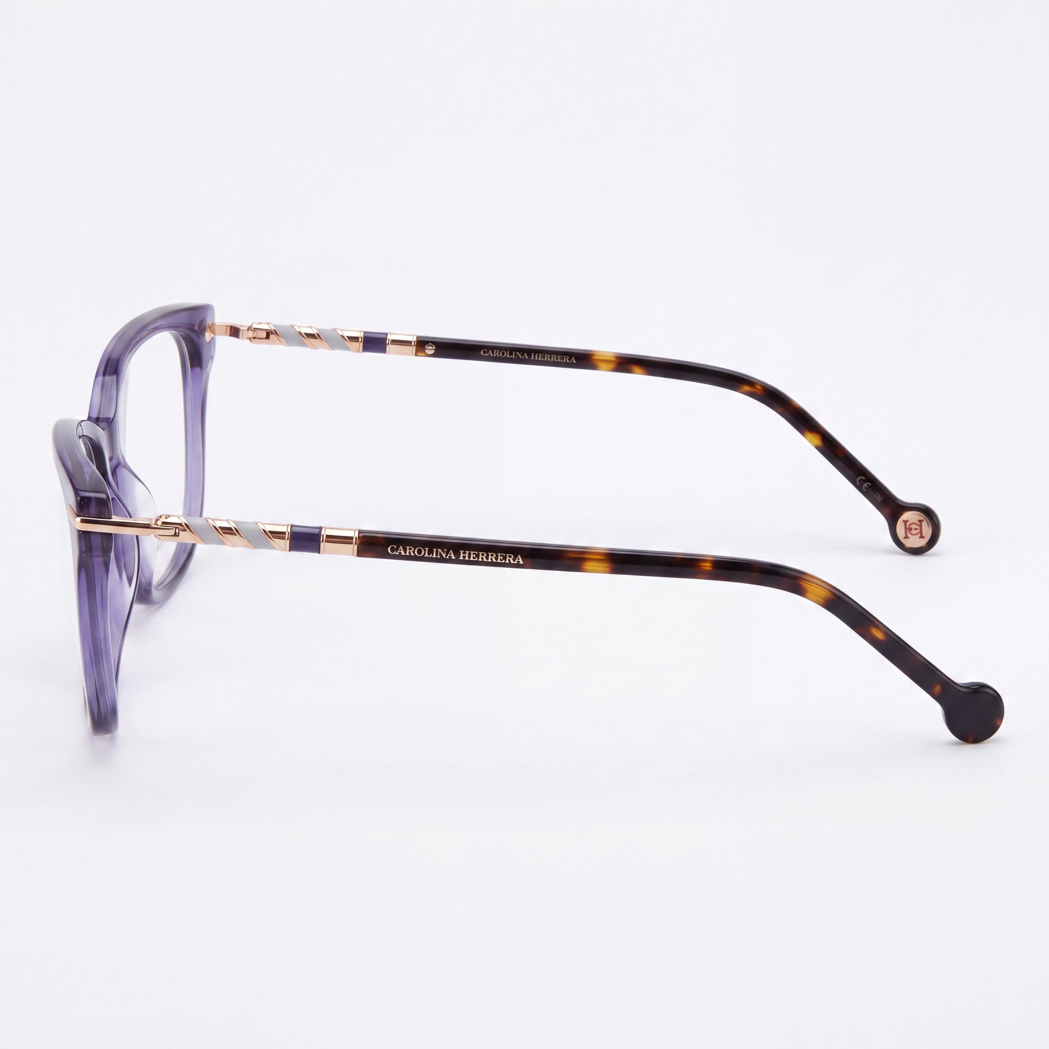 Gafas de sol Carolina Herrera para mujer, modernas, de acetato violeta Havana, 56 mm, Photo 2