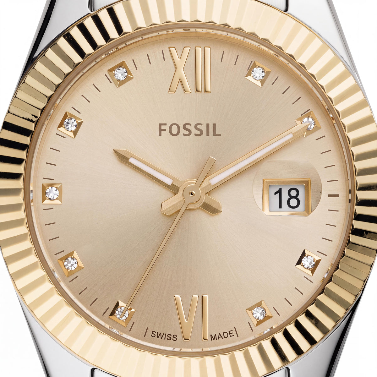 Fossil Women's Scarlette Mini Three-Hand Stainless Steel Watch, Gold Case, Gold Dial, Two-Tone Bracelet 32mm - ES4949, Photo 2