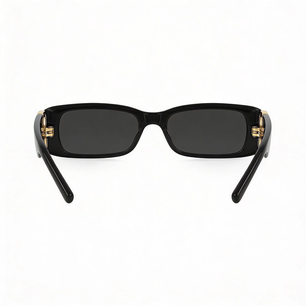 Balenciaga Bb0096s-001 - Montura de plástico para mujer, color dorado, negro, gris y dorado, lentes grises no polarizadas, 51 mm