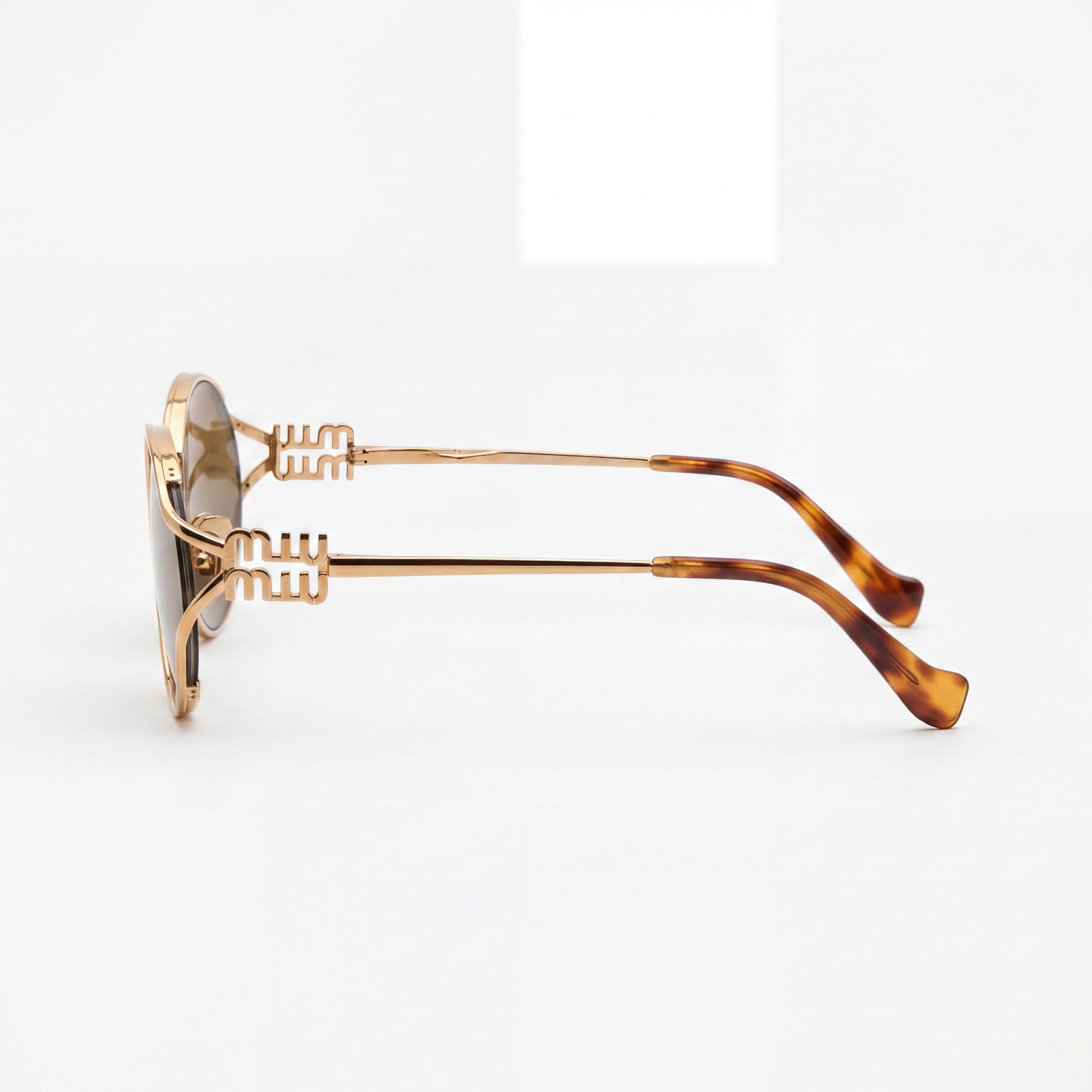 Miu Miu Classic Women's Multicoloured Metal Oval Sunglasses with Dark Brown Lenses, 54mm Lens Width, Photo 3